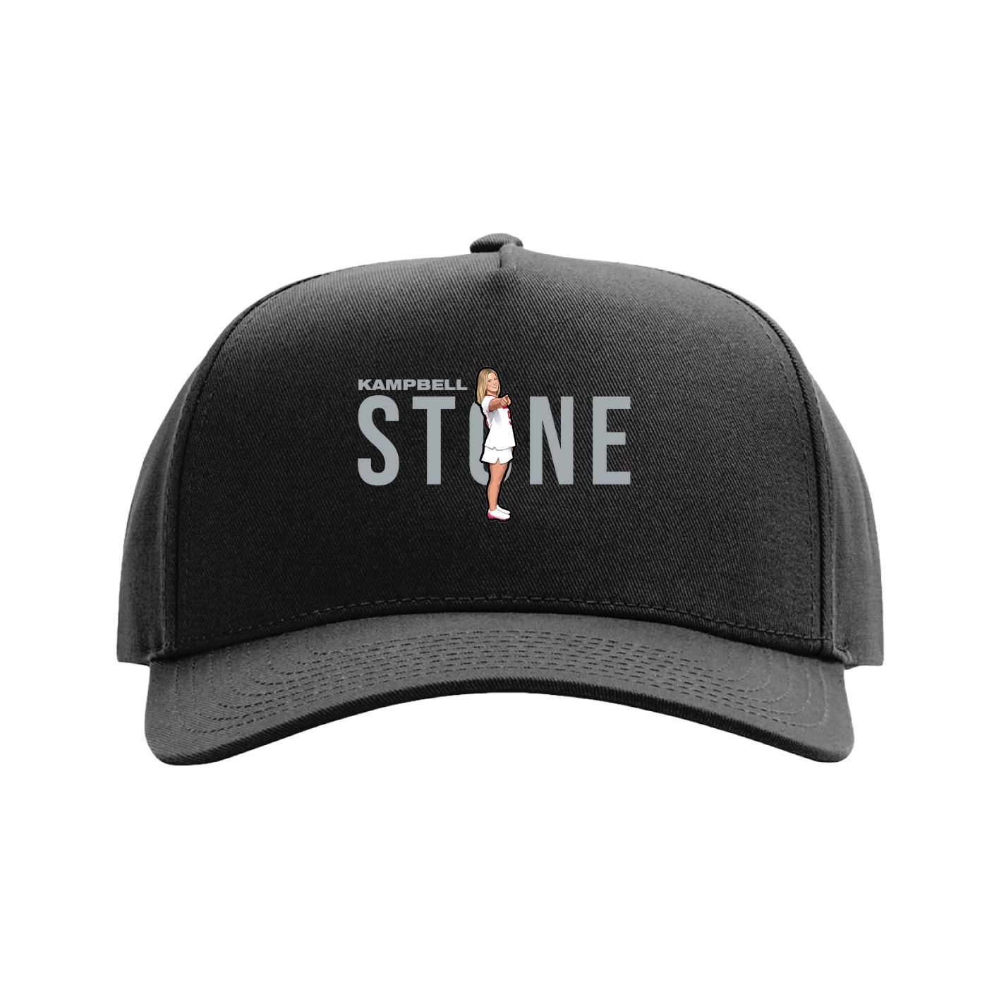 Full Fabric Five-Panel Champ Cap — Player Name in Black