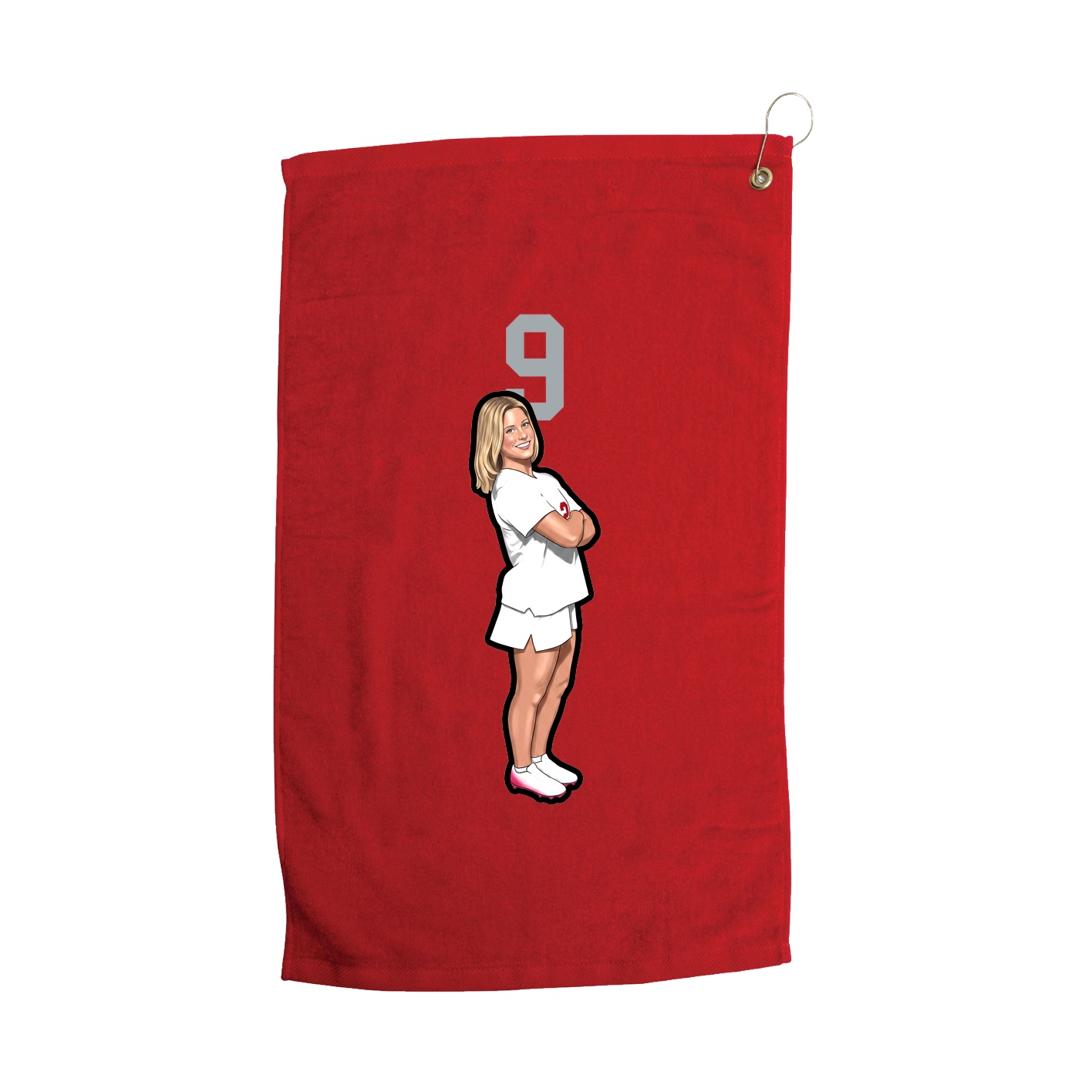 Golf Towel — Number Top in Red