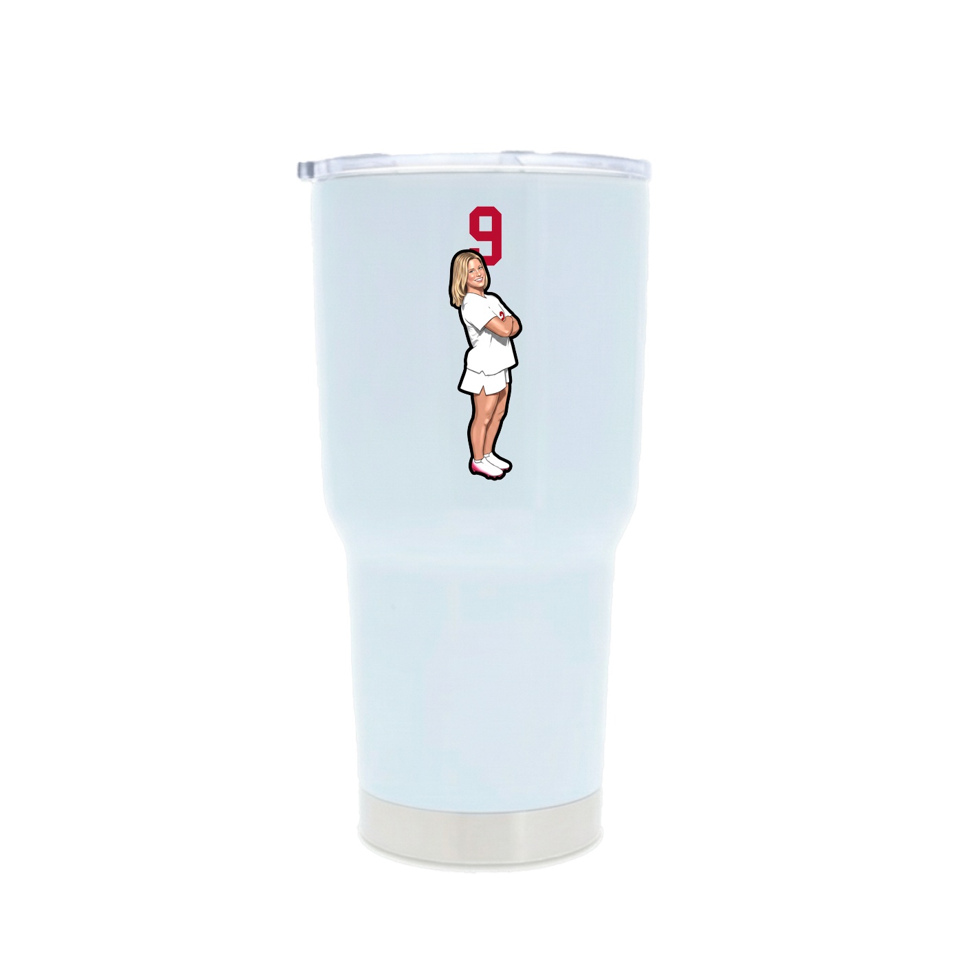 30oz Stainless Steel Tumbler — Number Top in White