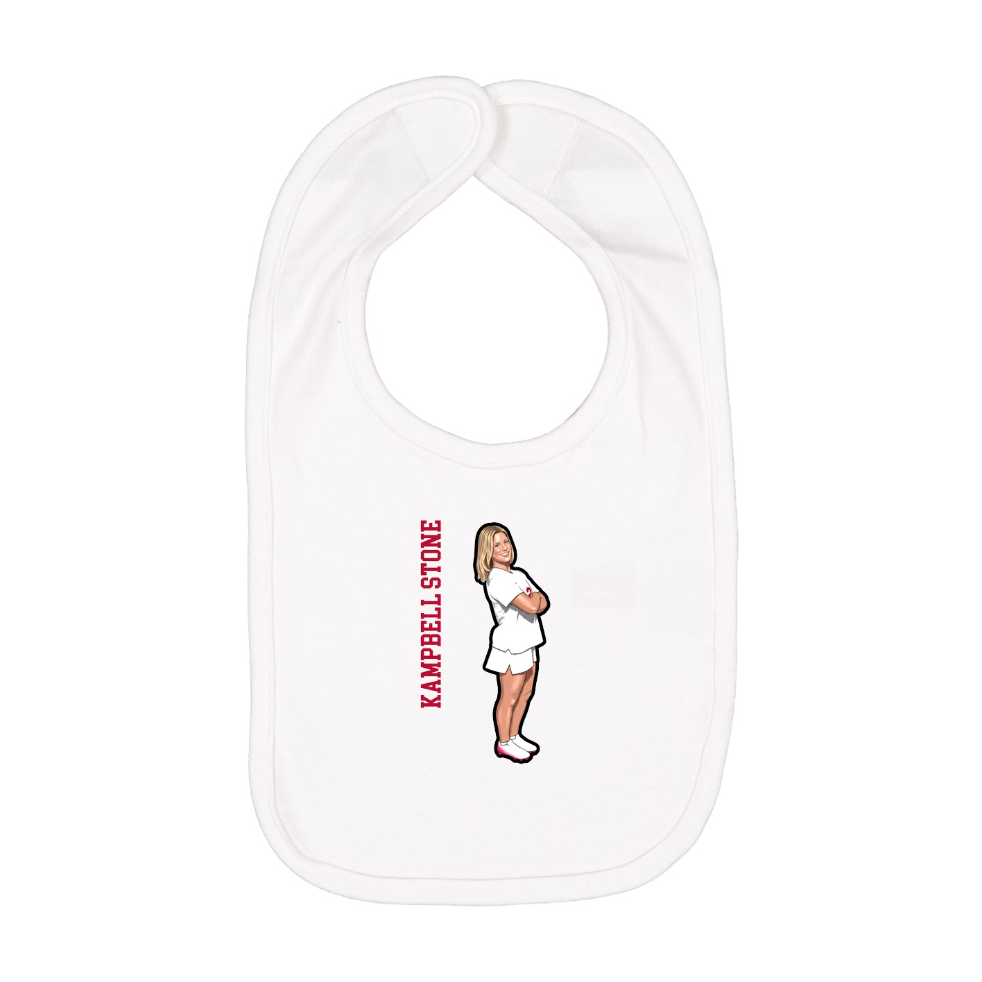 Infant Bib — Name Vertical in White