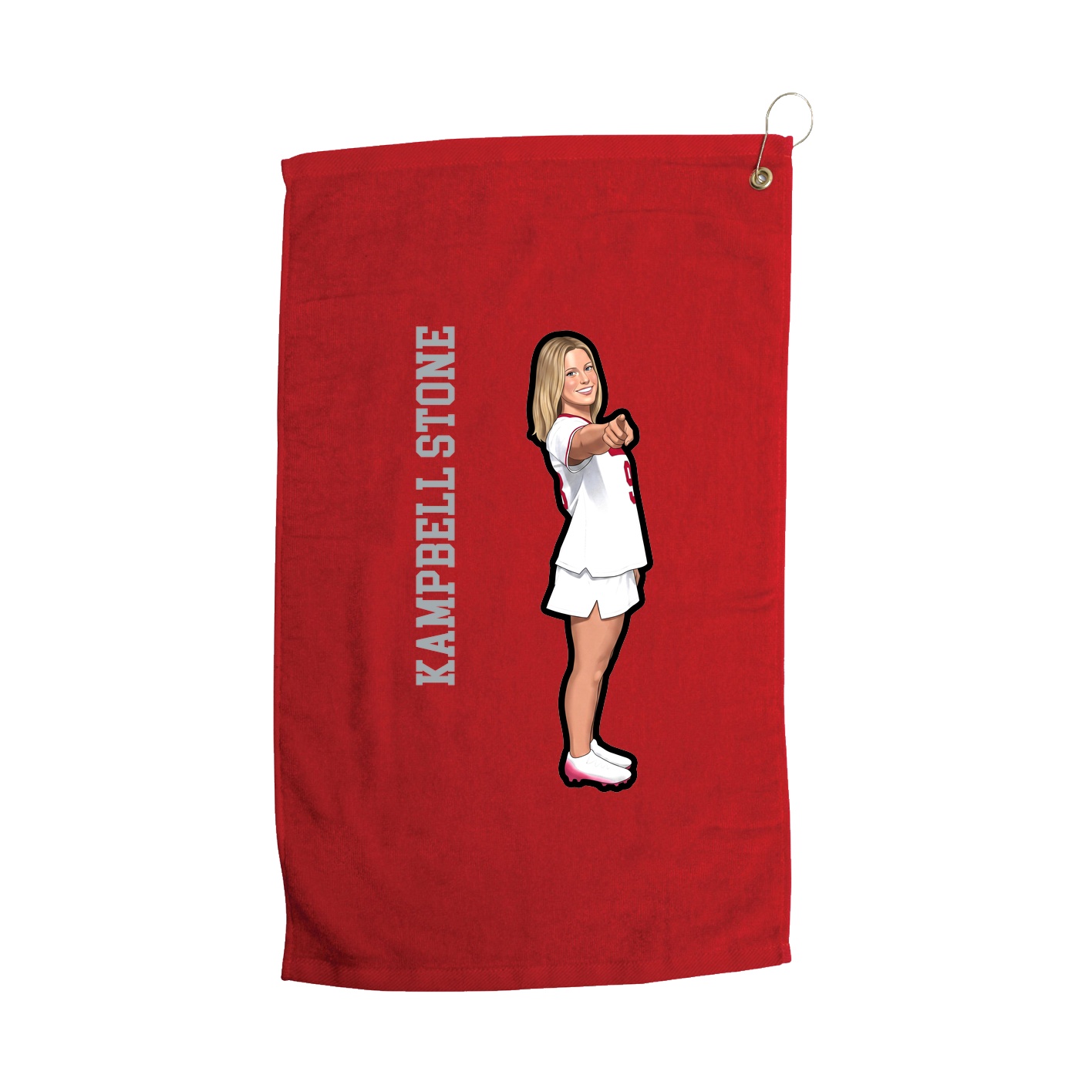 Golf Towel — Name Vertical in Red