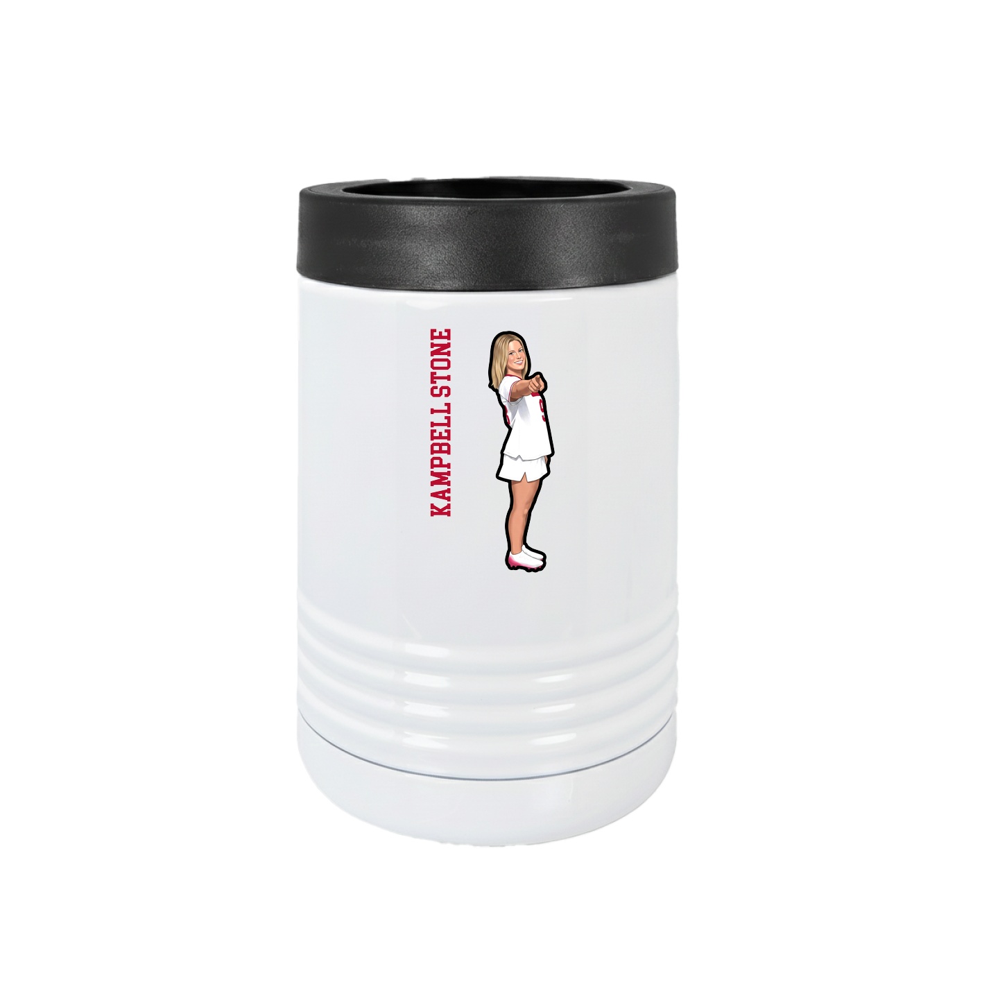 Beverage Holder — Name Vertical in White