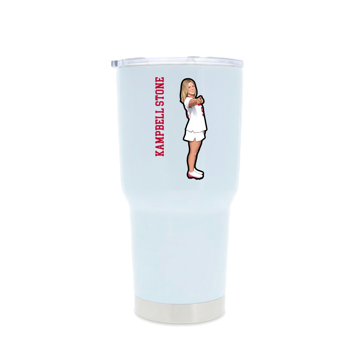 30oz Stainless Steel Tumbler — Name Vertical in White