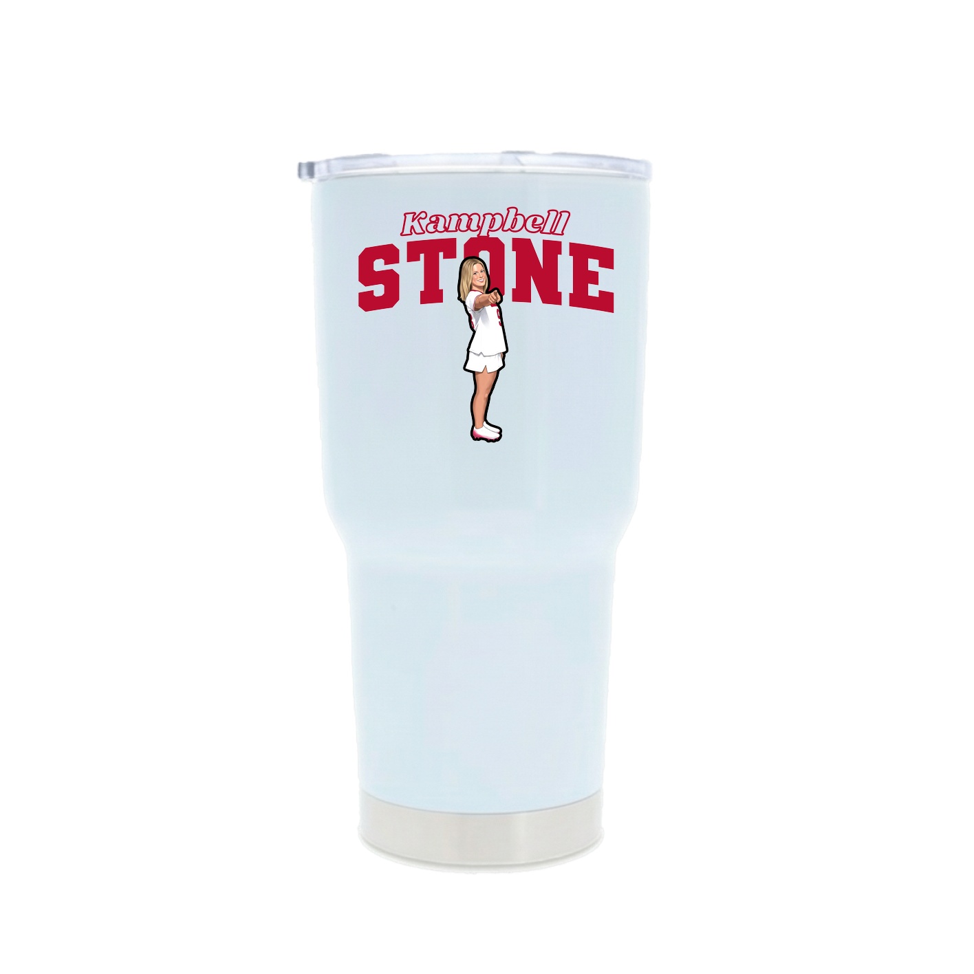 30oz Stainless Steel Tumbler — Name Arch in White