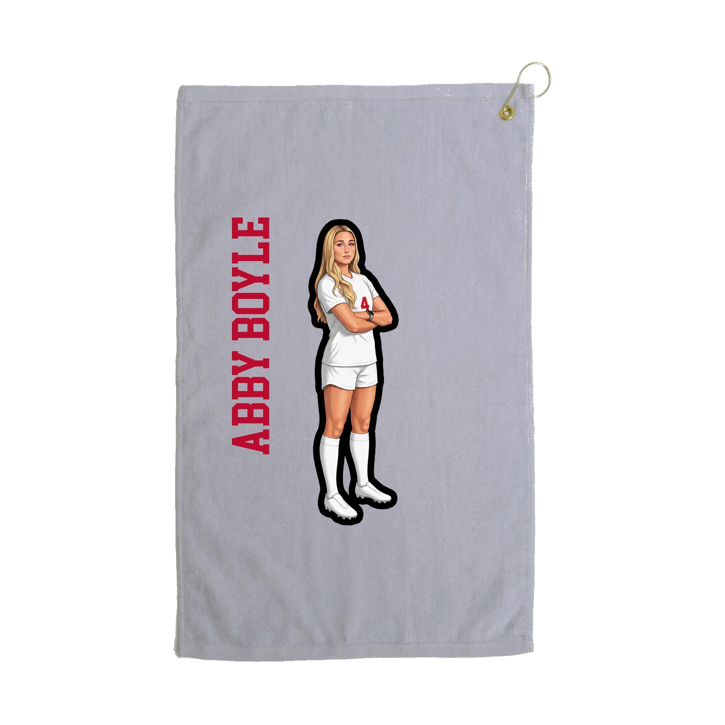 Golf Towel — Name Vertical in Grey