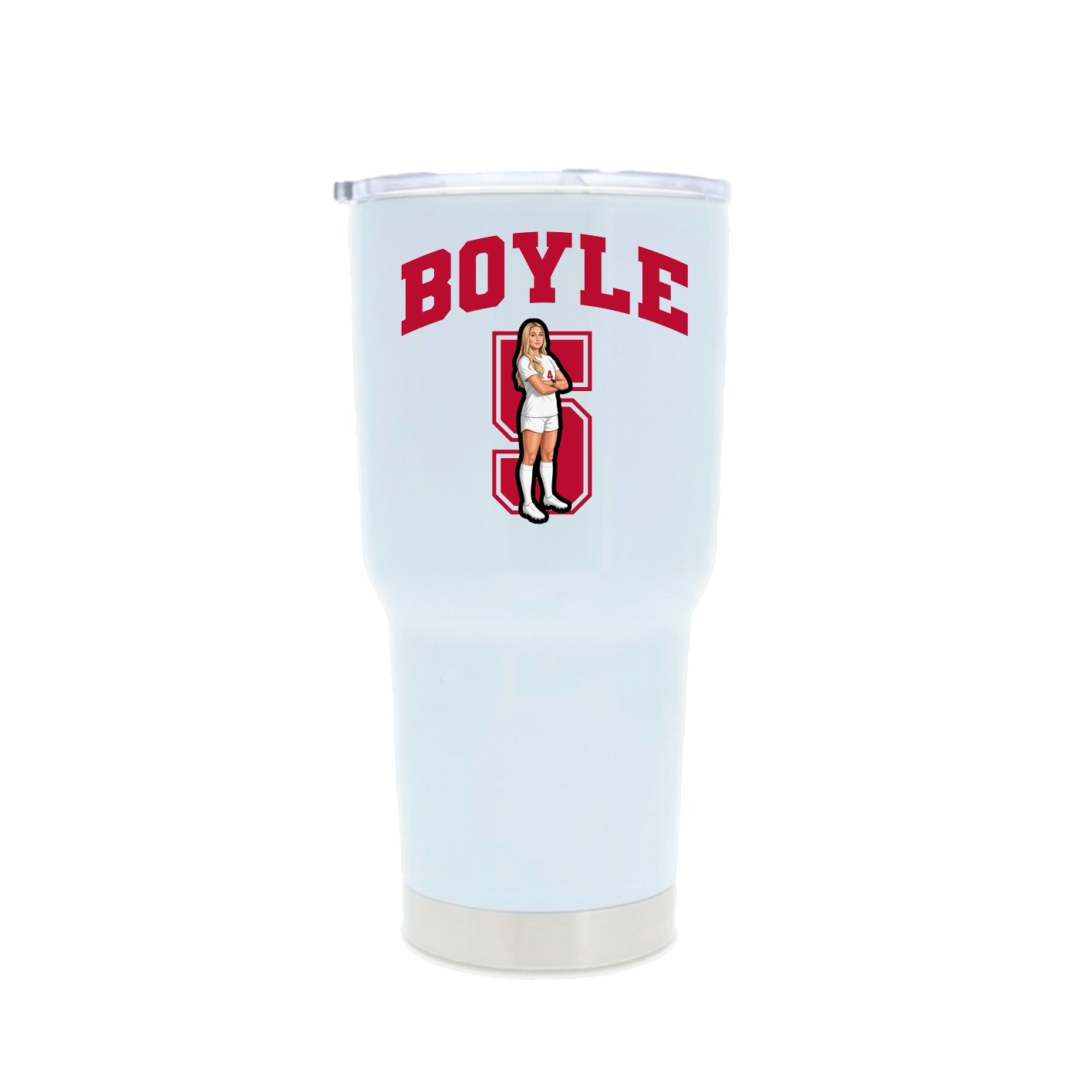 30oz Stainless Steel Tumbler — Number in White