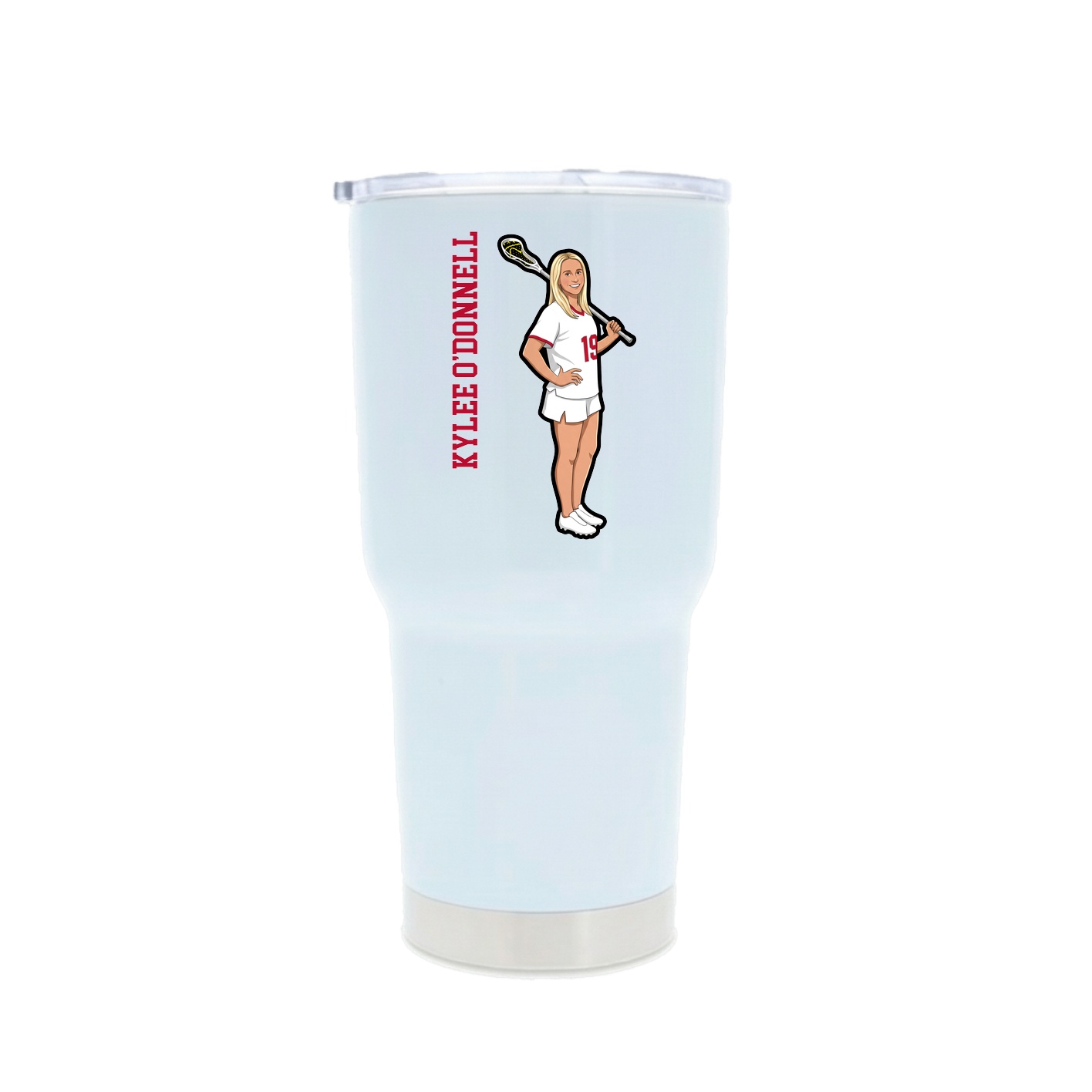 30oz Stainless Steel Tumbler — Name Vertical in White