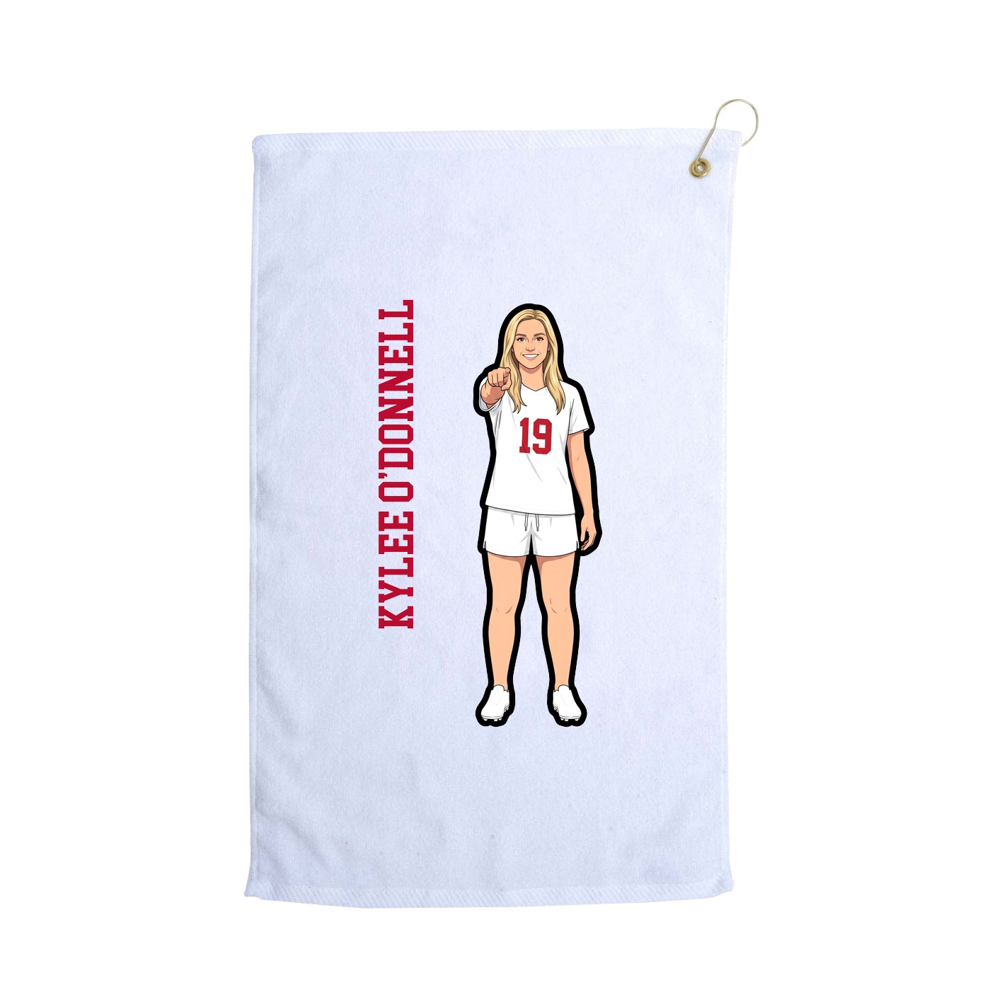 Golf Towel — Name Vertical in White