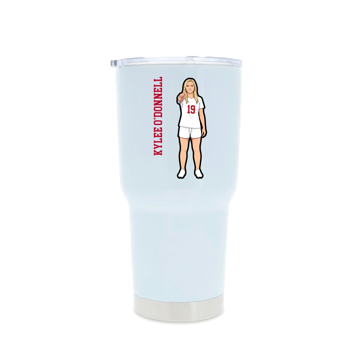 30oz Stainless Steel Tumbler — Name Vertical in White