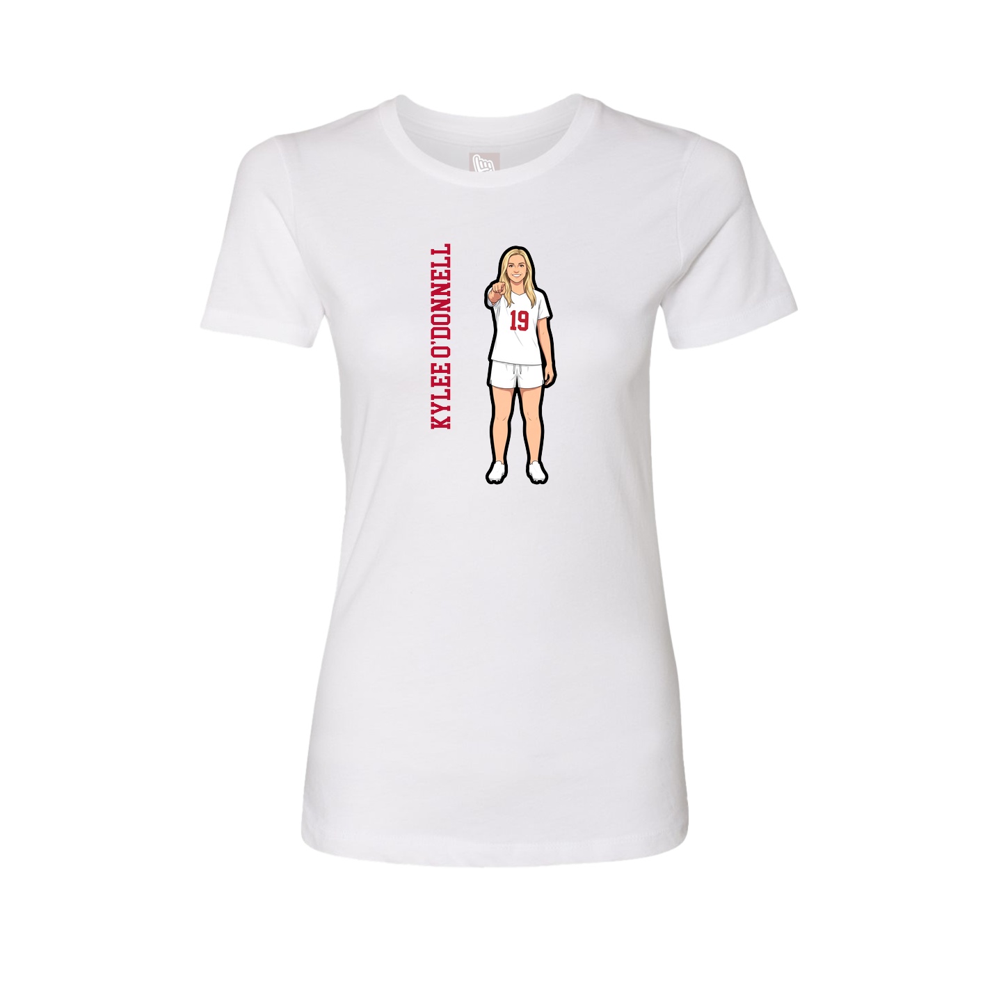 Fitted Women's Tee — Name Vertical in White
