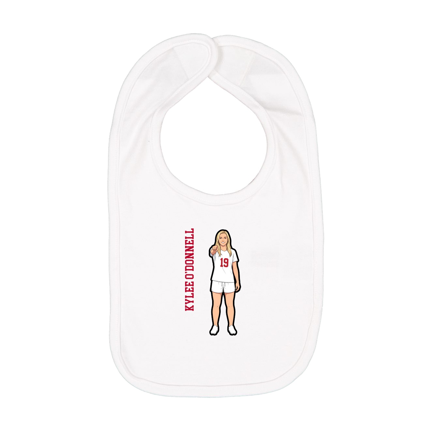 Infant Bib — Name Vertical in White