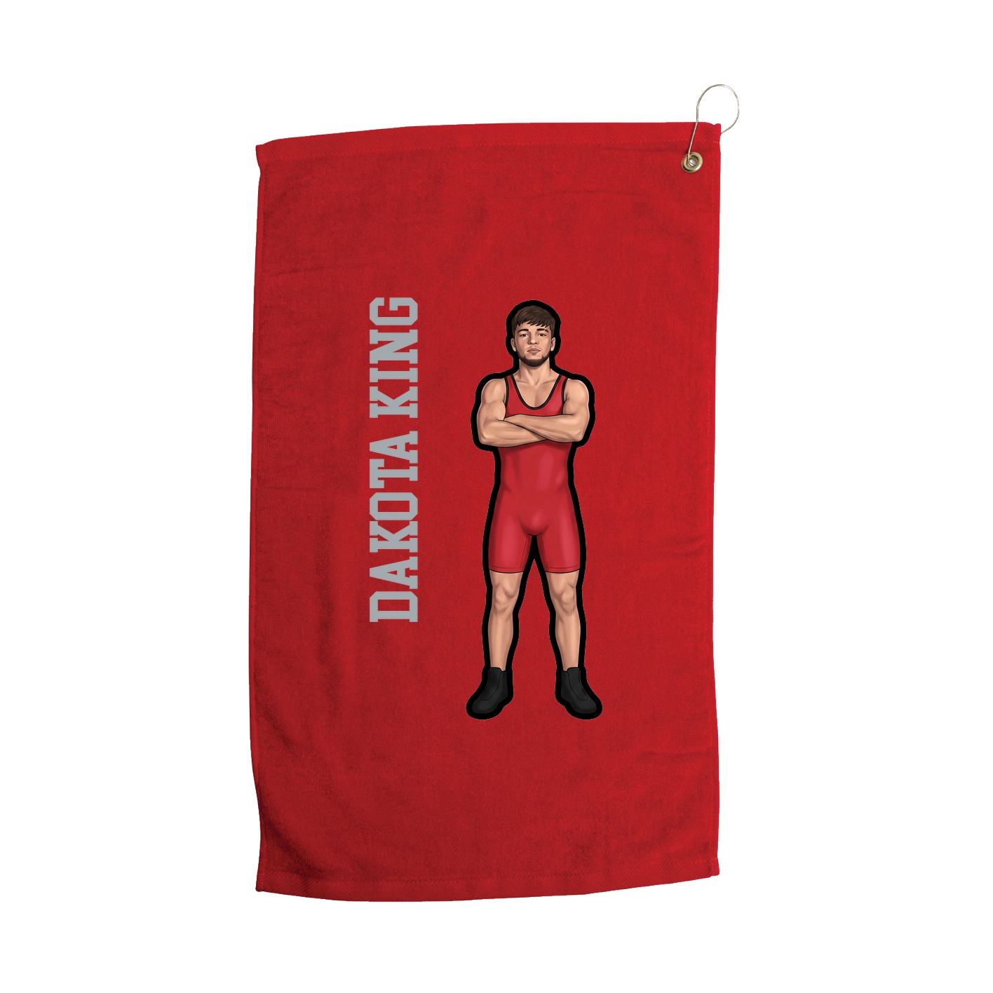 Golf Towel — Name Vertical in Red