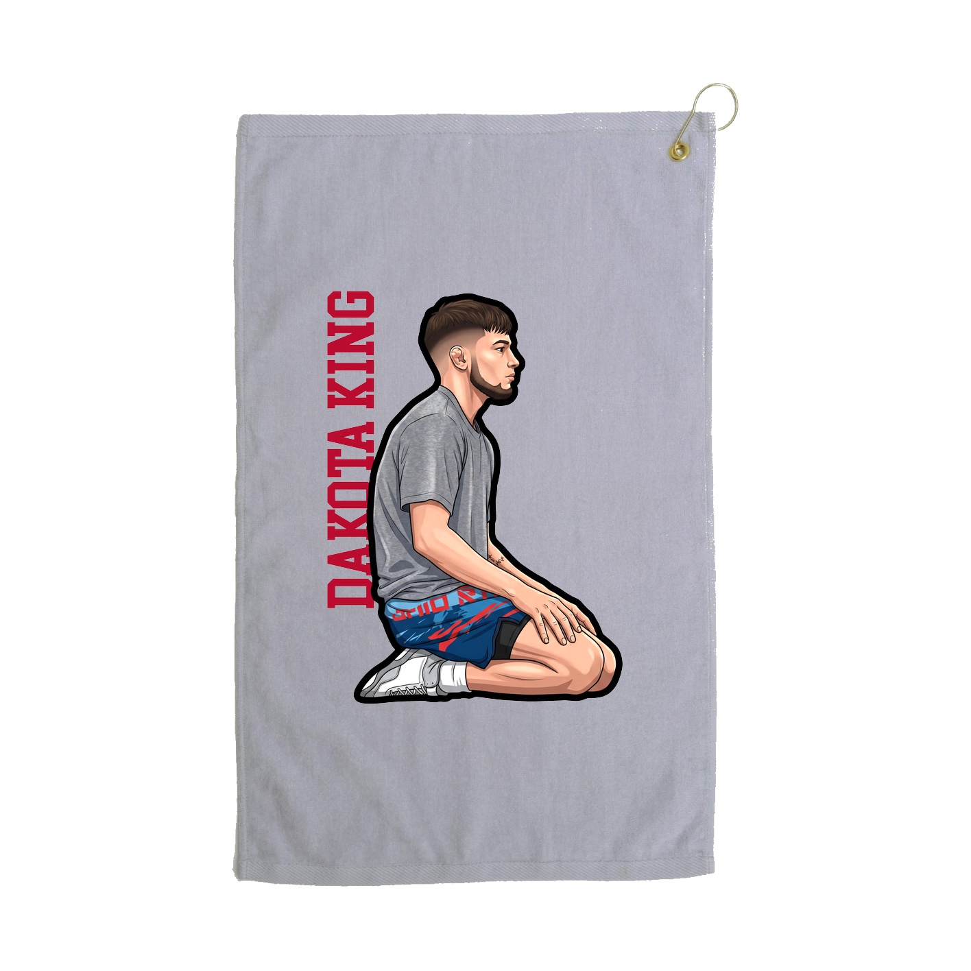 Golf Towel — Name Vertical in Grey