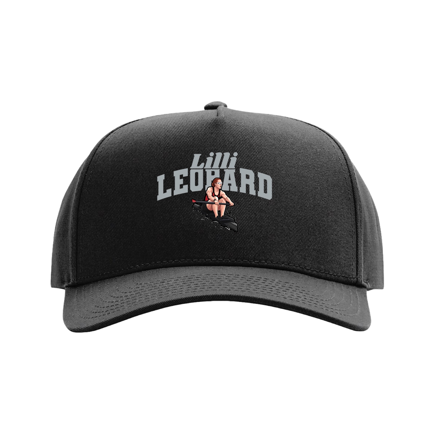 Full Fabric Five-Panel Champ Cap — Signature Arch in Black