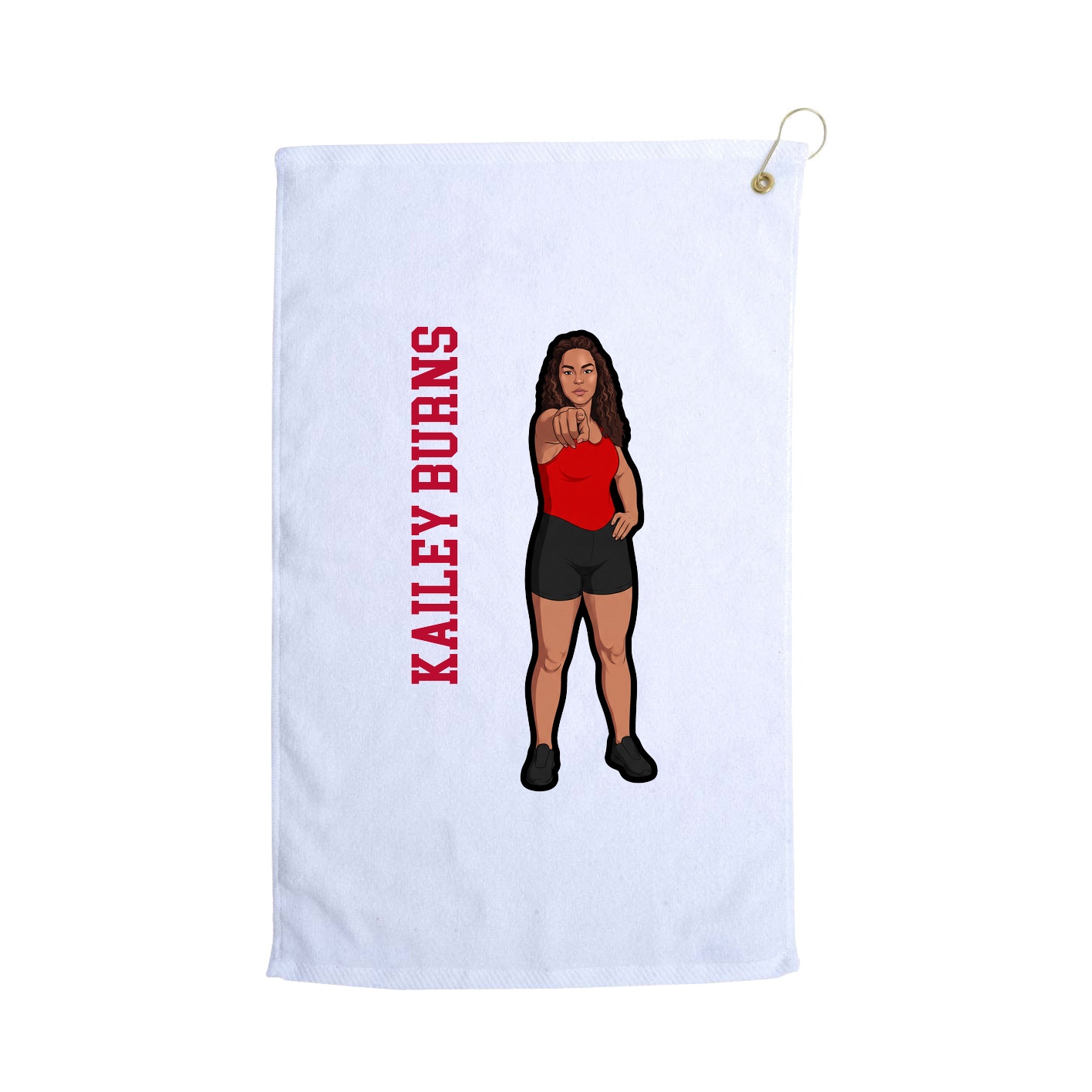 Golf Towel — Name Vertical in White