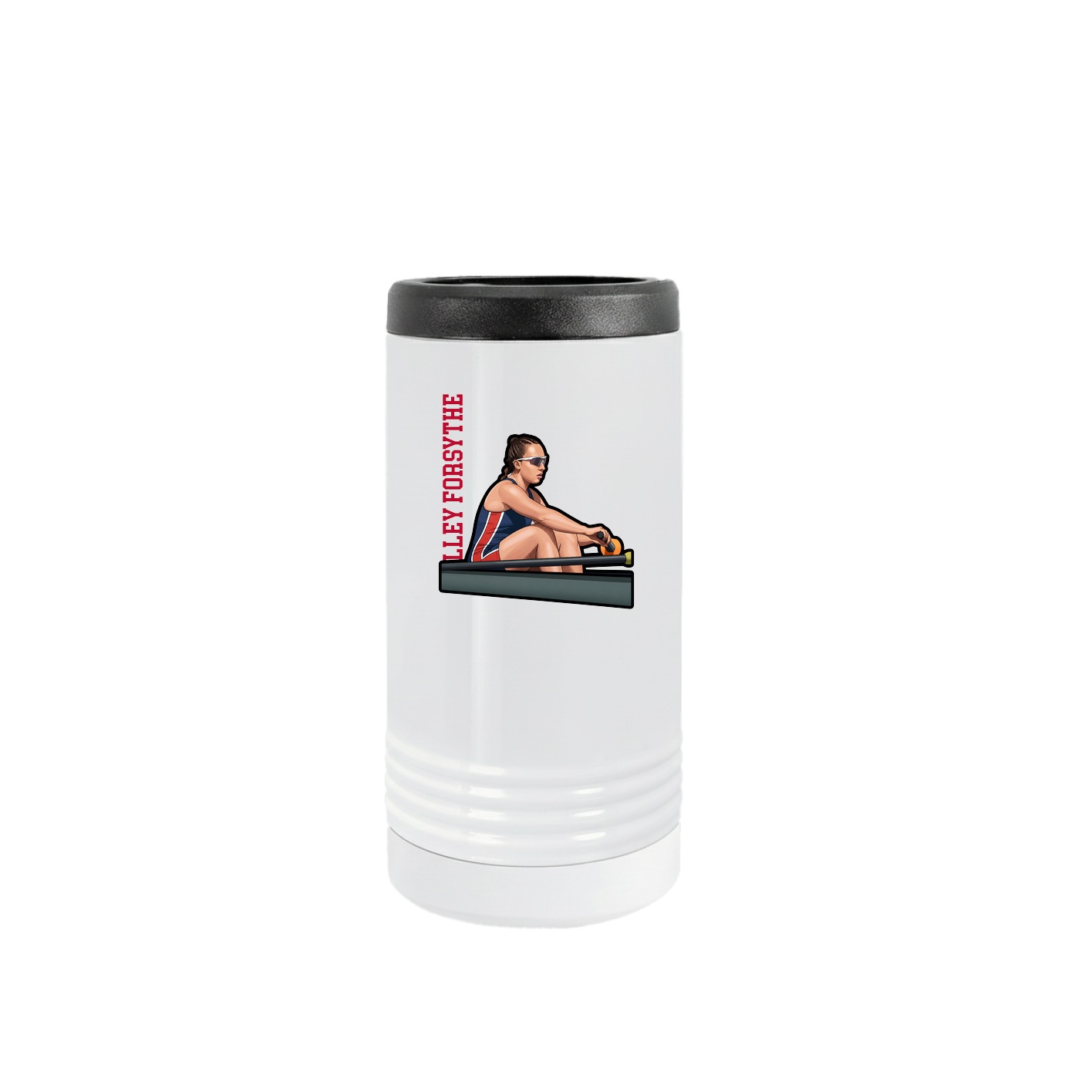 Slim Beverage Holder — Name Vertical in White
