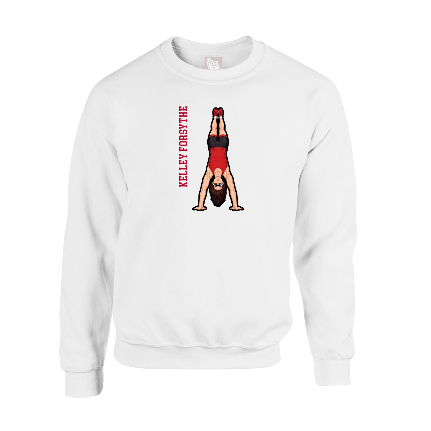 Fleece Crew — Name Vertical in White
