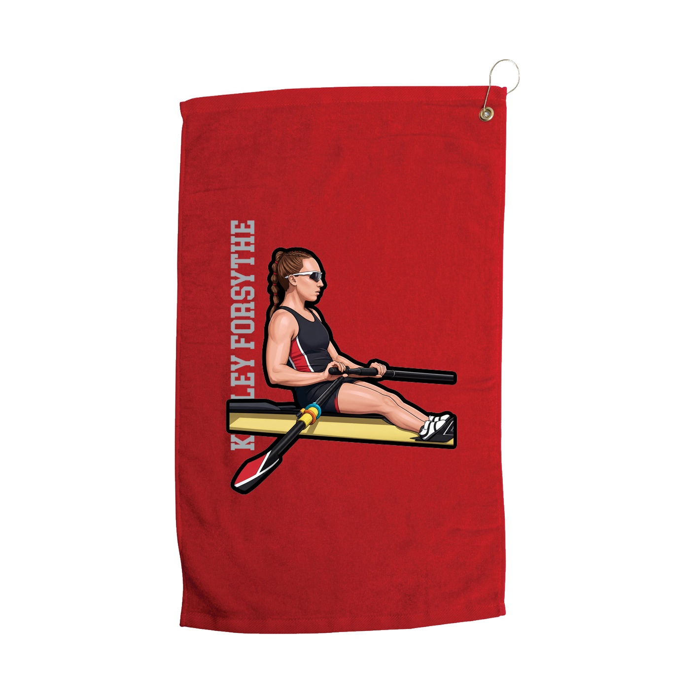 Golf Towel — Name Vertical in Red