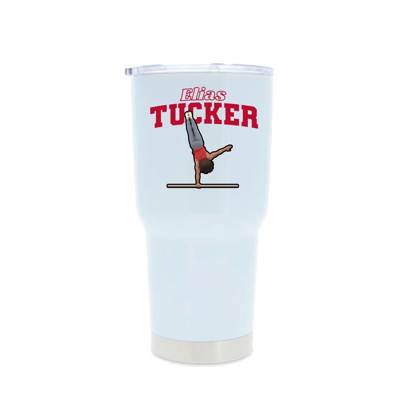 30oz Stainless Steel Tumbler — Name Arch in White