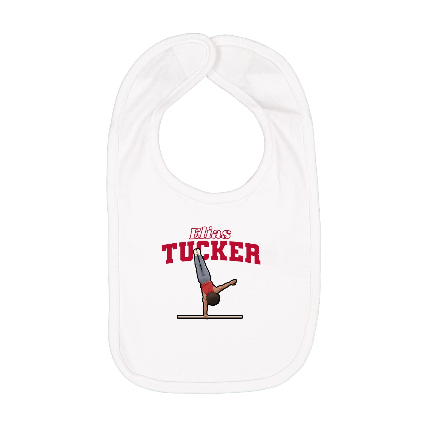 Infant Bib — Name Arch in White