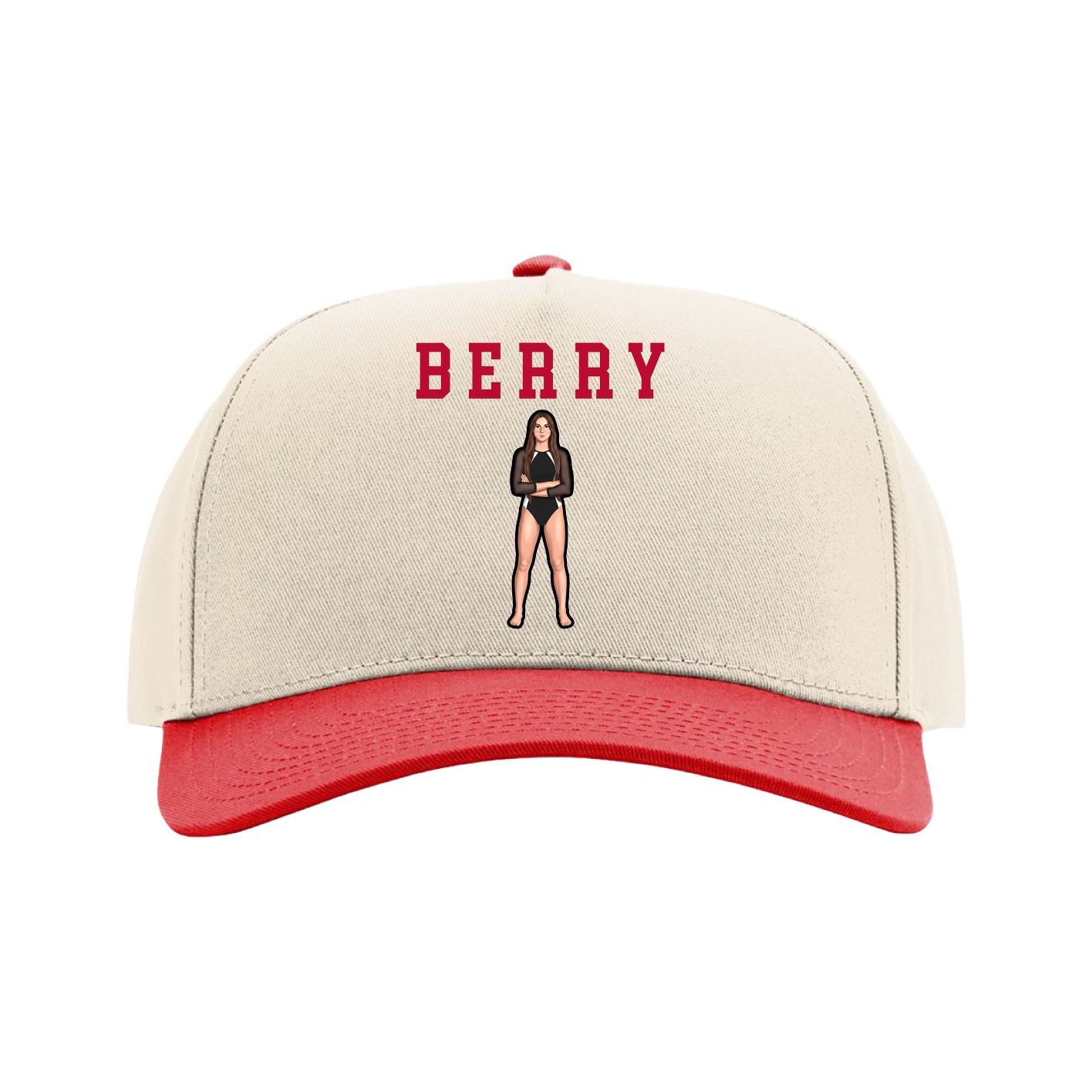Full Fabric Five-Panel Champ Cap — Shirsey in Cream/Red