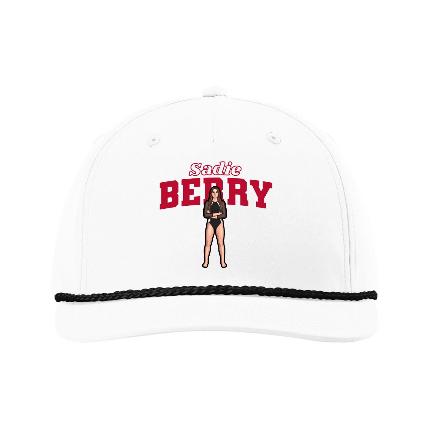 Five-Panel Classic Rope Cap — Name Arch in White