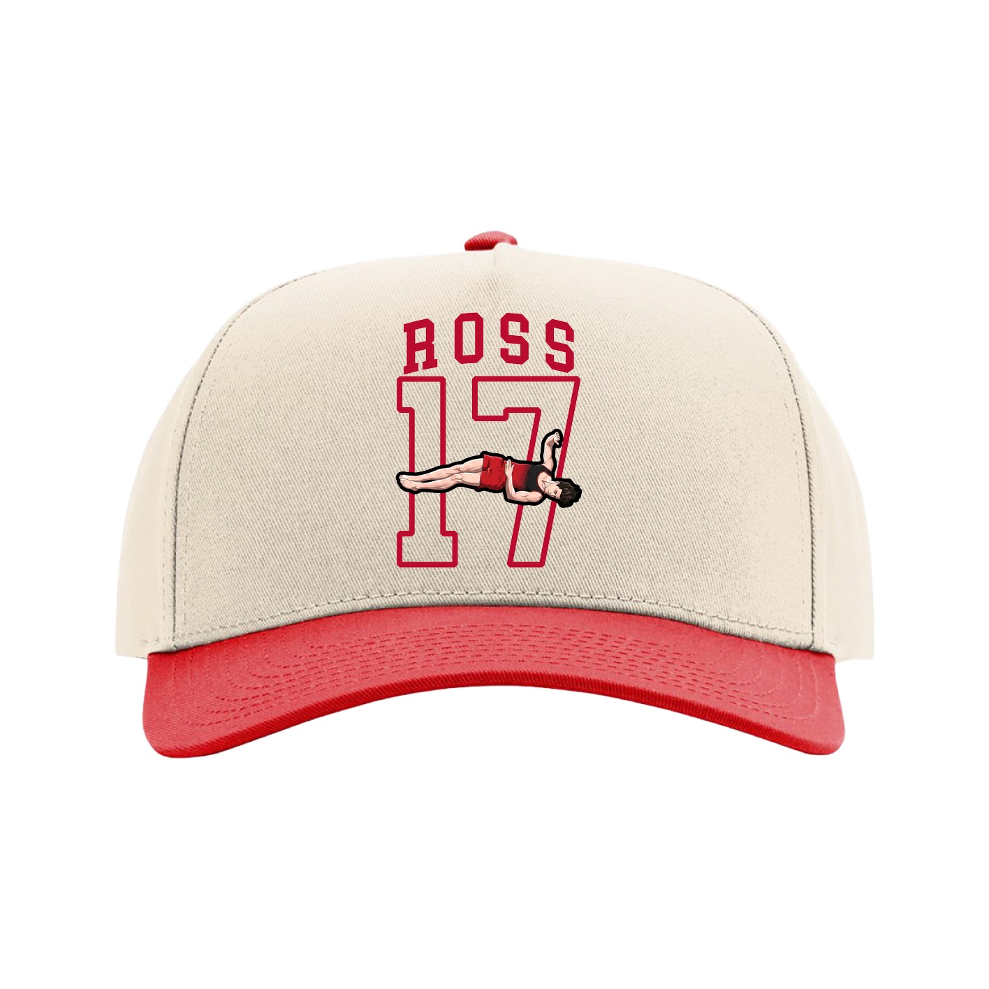 Full Fabric Five-Panel Champ Cap — Shirsey in Cream/Red
