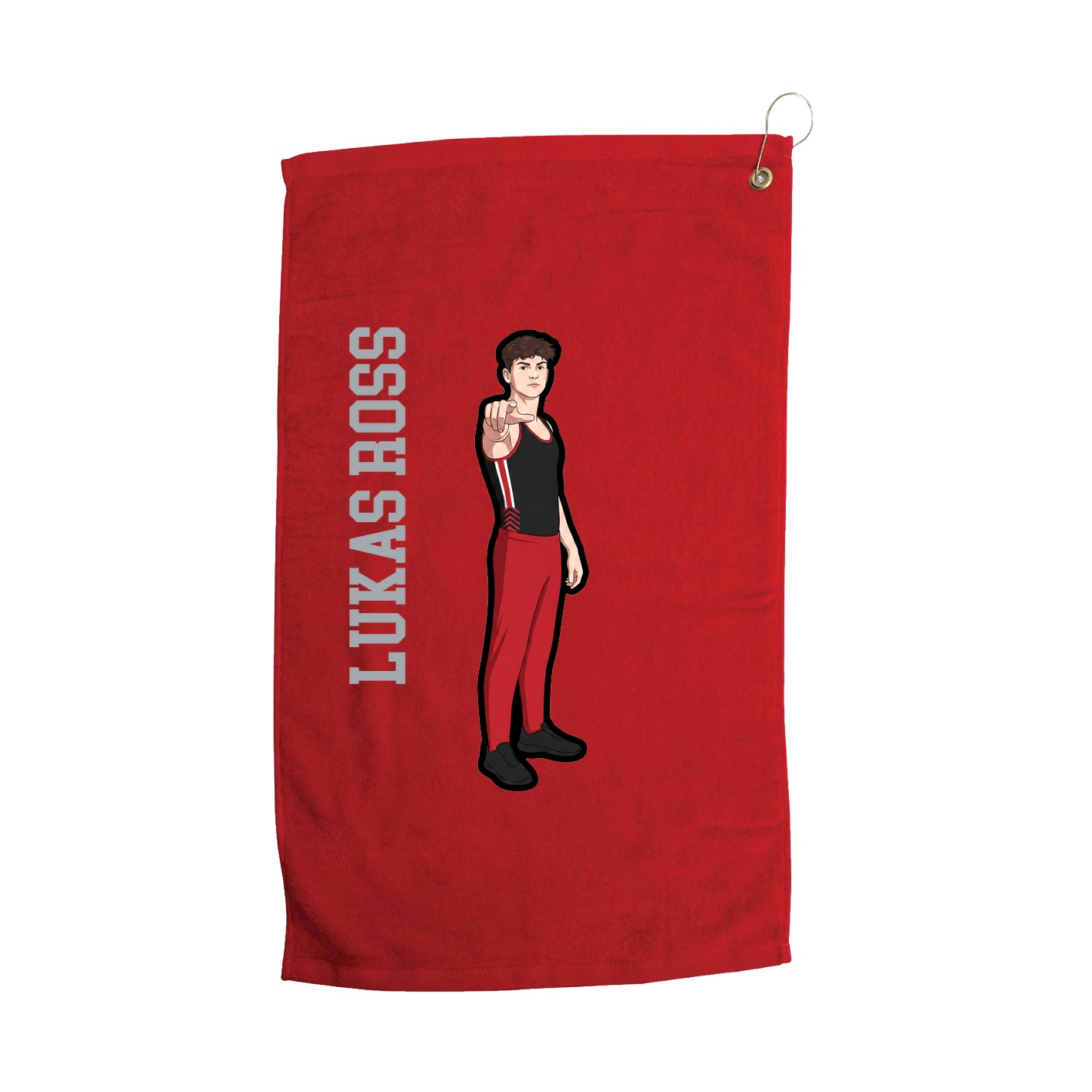 Golf Towel — Name Vertical in Red