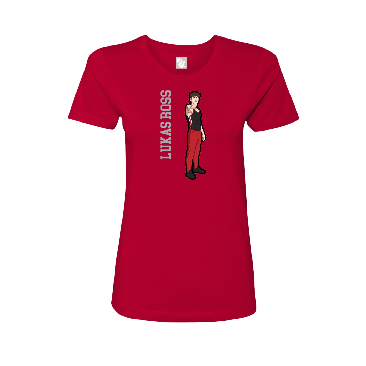 Womens Tee — Name Vertical in Red