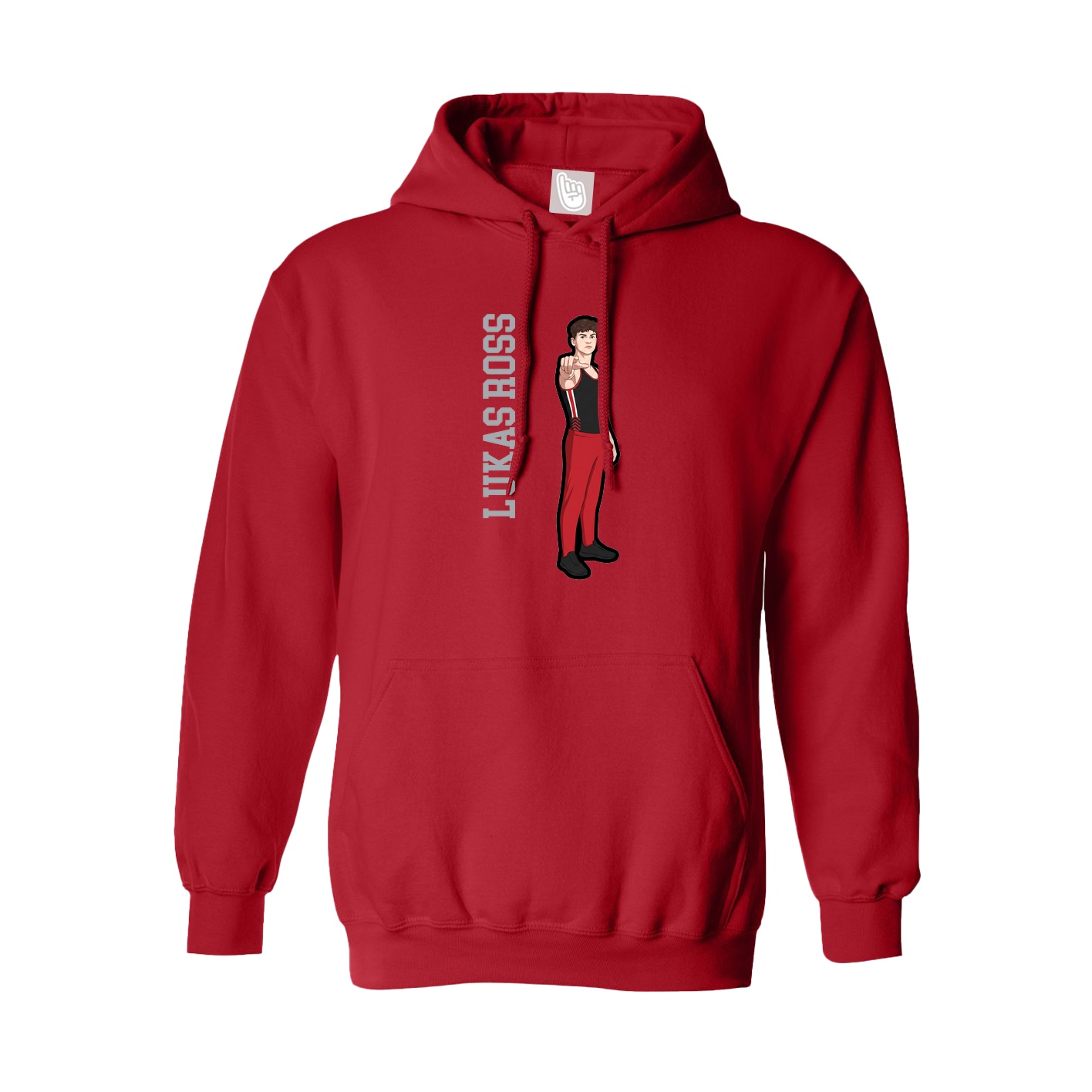 Youth Hoodie — Name Vertical in Red