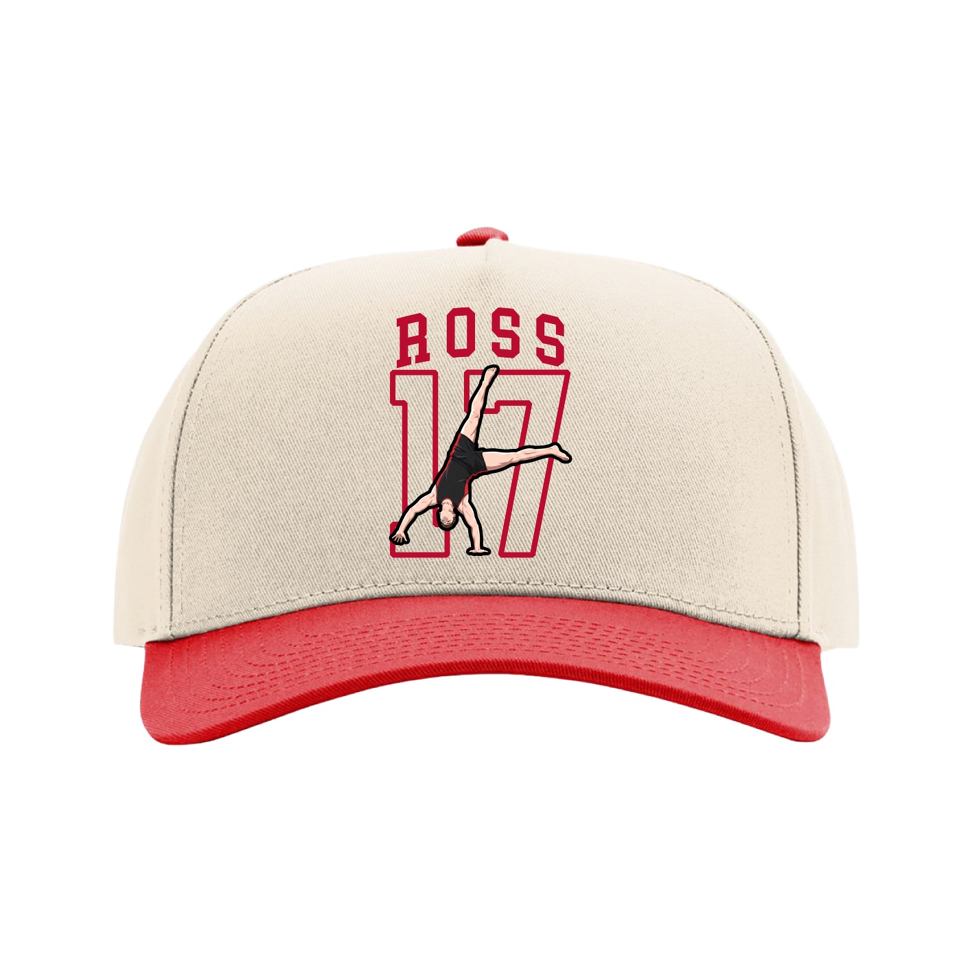 Full Fabric Five-Panel Champ Cap — Shirsey in Cream/Red