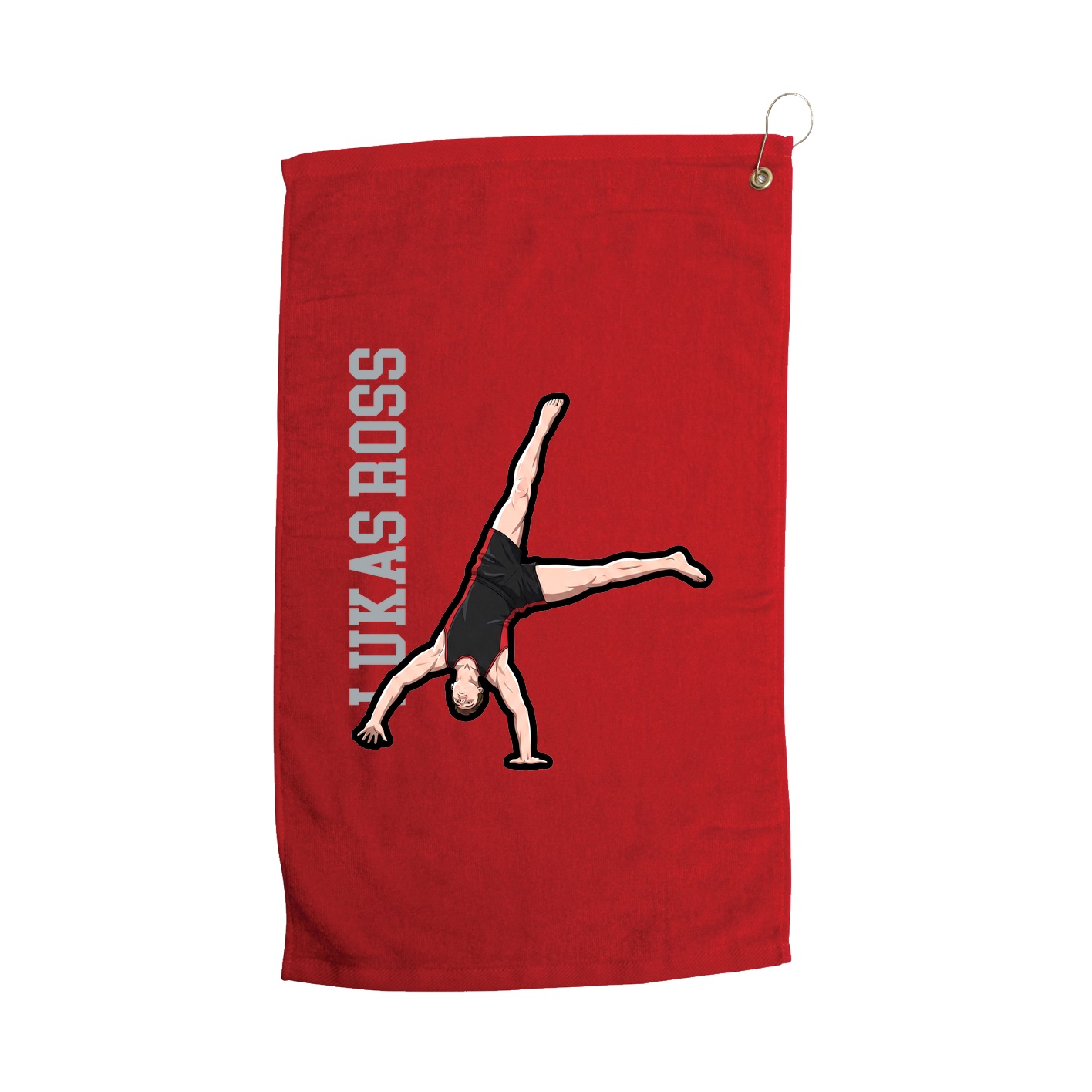 Golf Towel — Name Vertical in Red