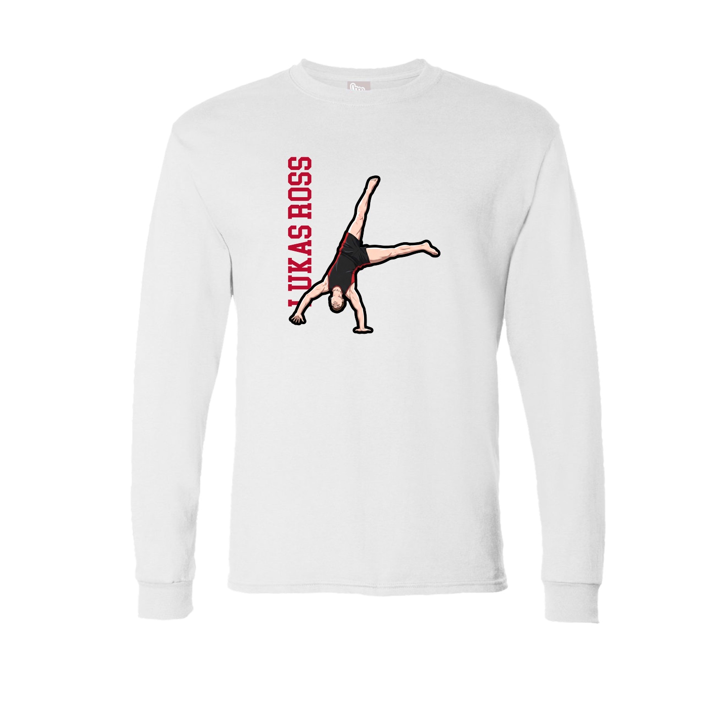 Long Sleeve Tee — Name Vertical in White