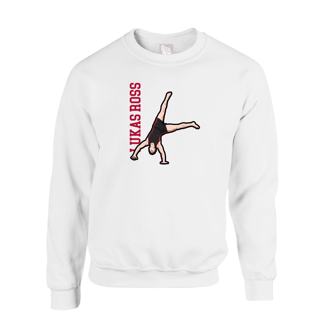 Fleece Crew — Name Vertical in White