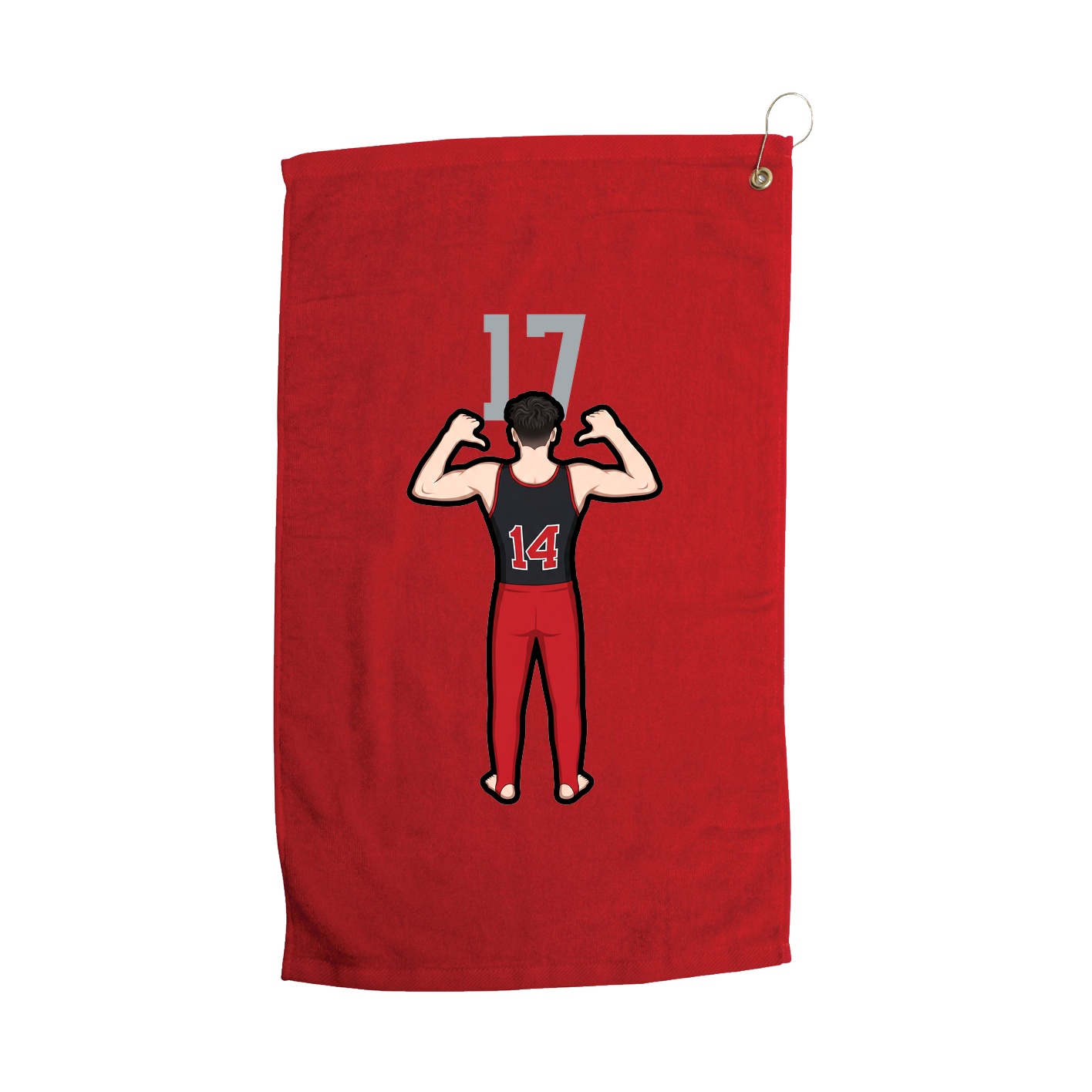 Golf Towel — Number Top in Red