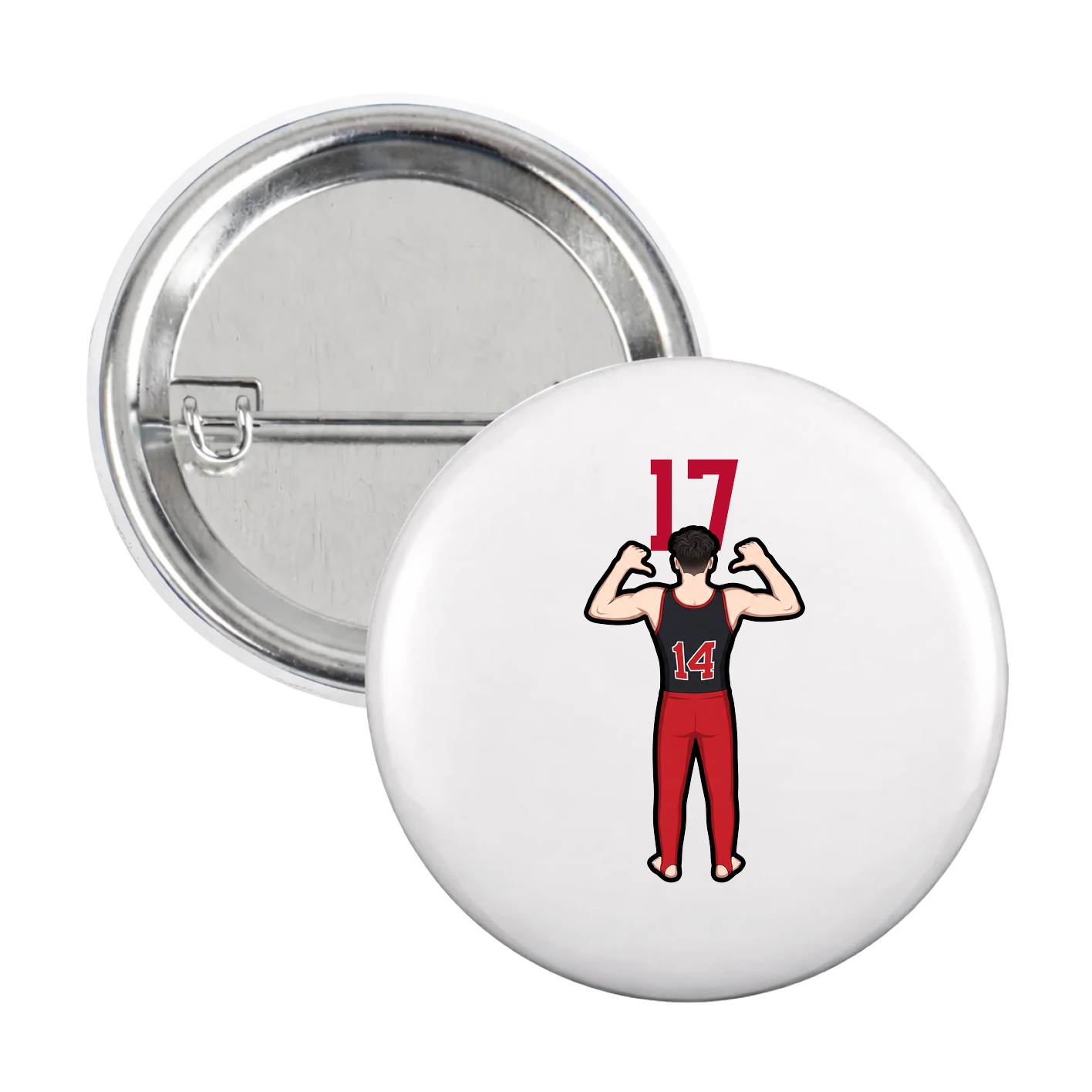 Game Day Button — Number Top in White