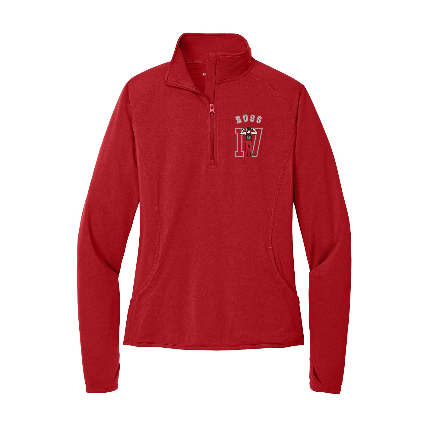 Women's Q-Zip Pullover — Shirsey Arch in Red
