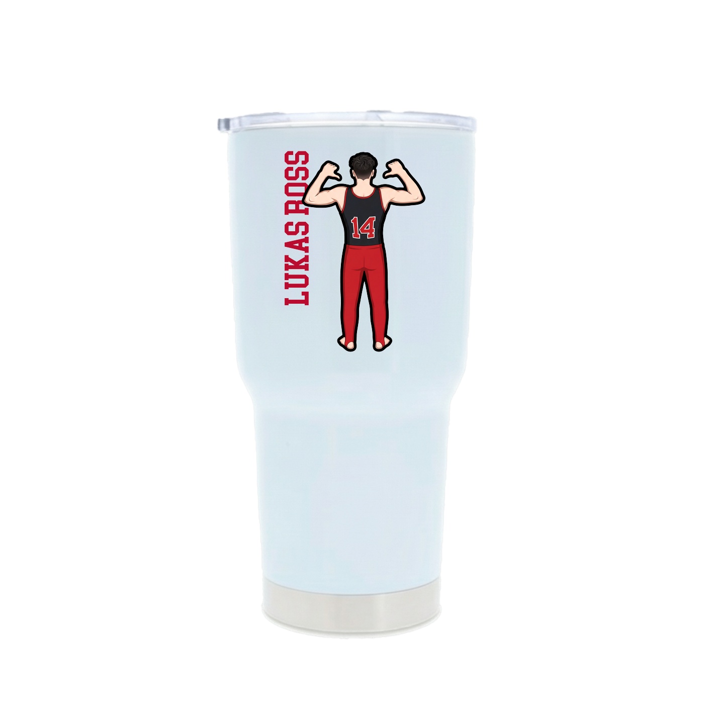 30oz Stainless Steel Tumbler — Name Vertical in White