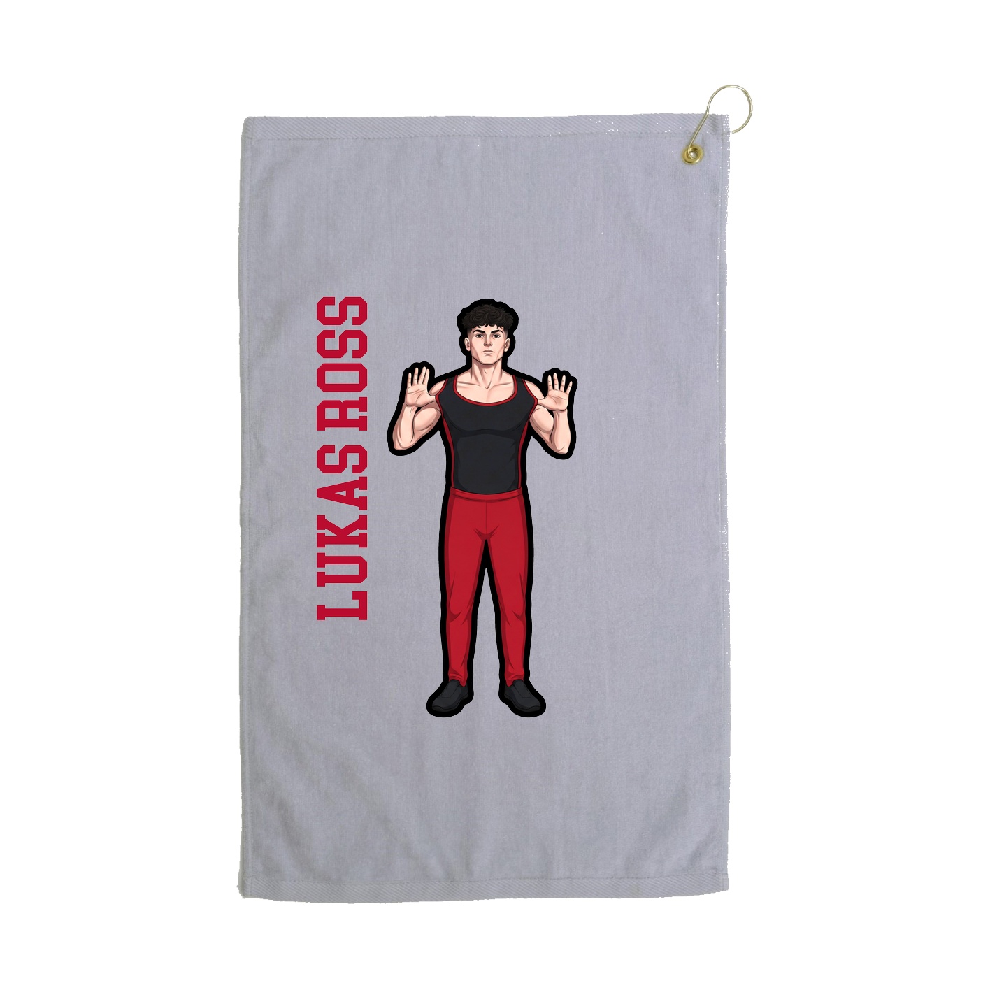 Golf Towel — Name Vertical in Grey