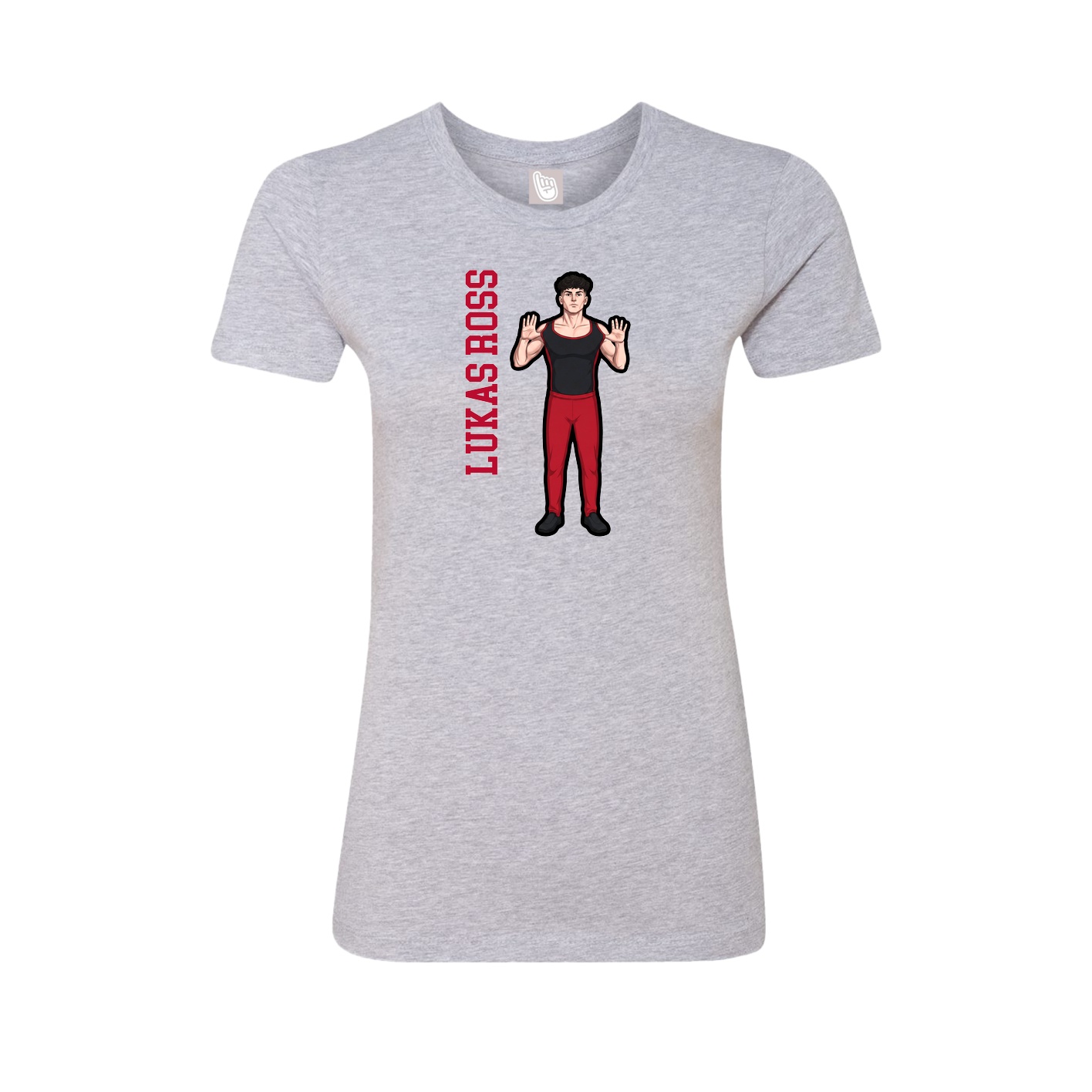 Womens Tee — Name Vertical in Grey