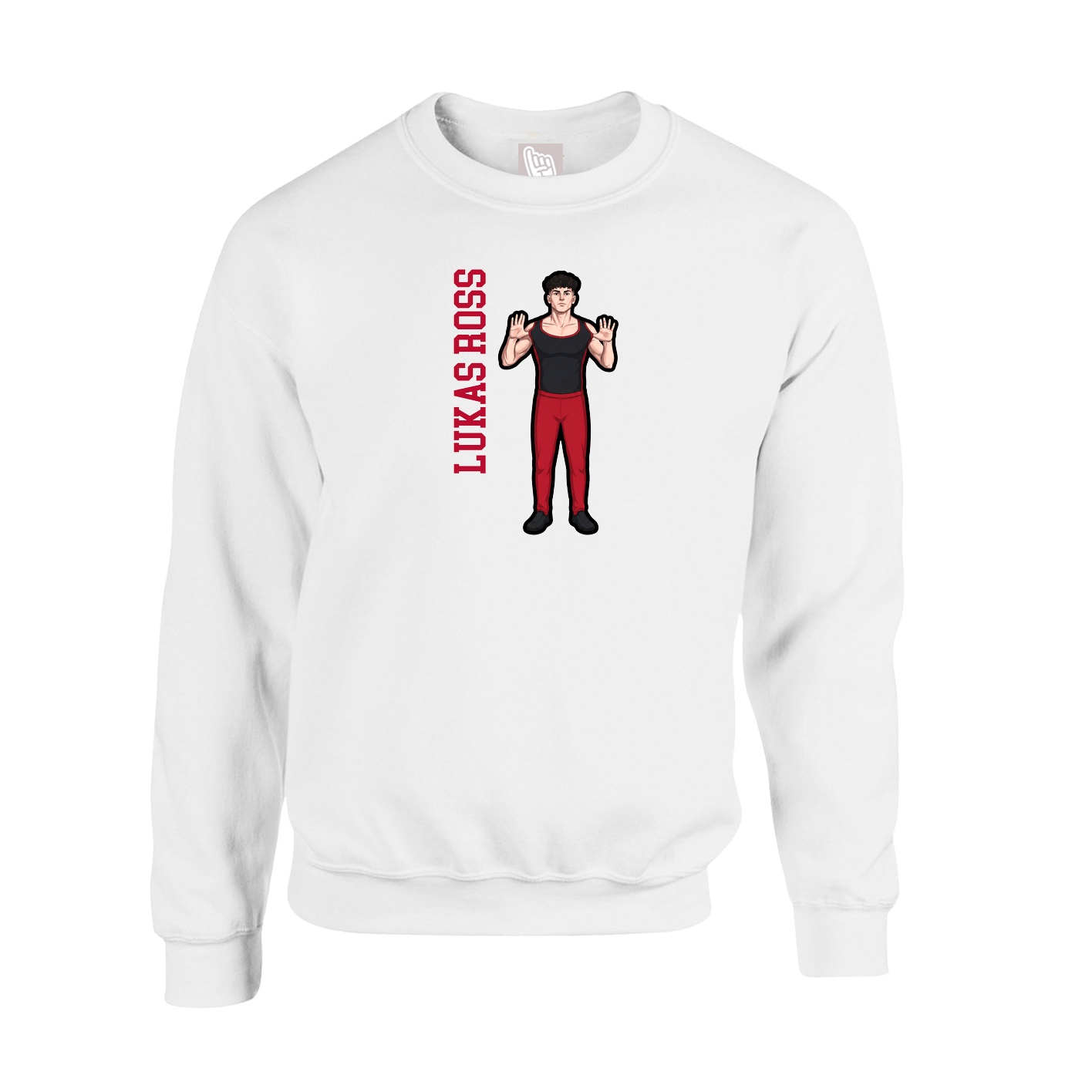 Fleece Crew — Name Vertical in White