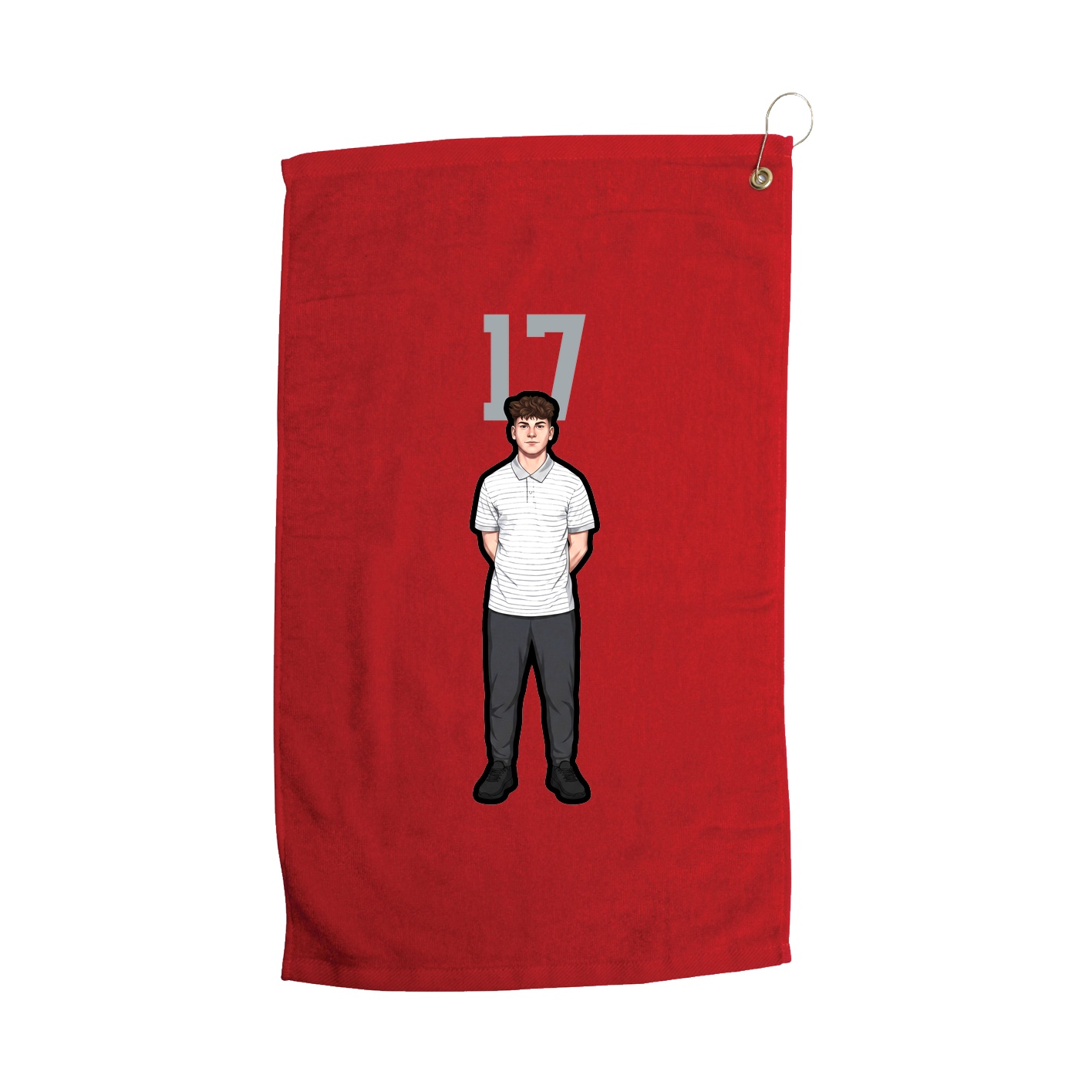 Golf Towel — Number Top in Red