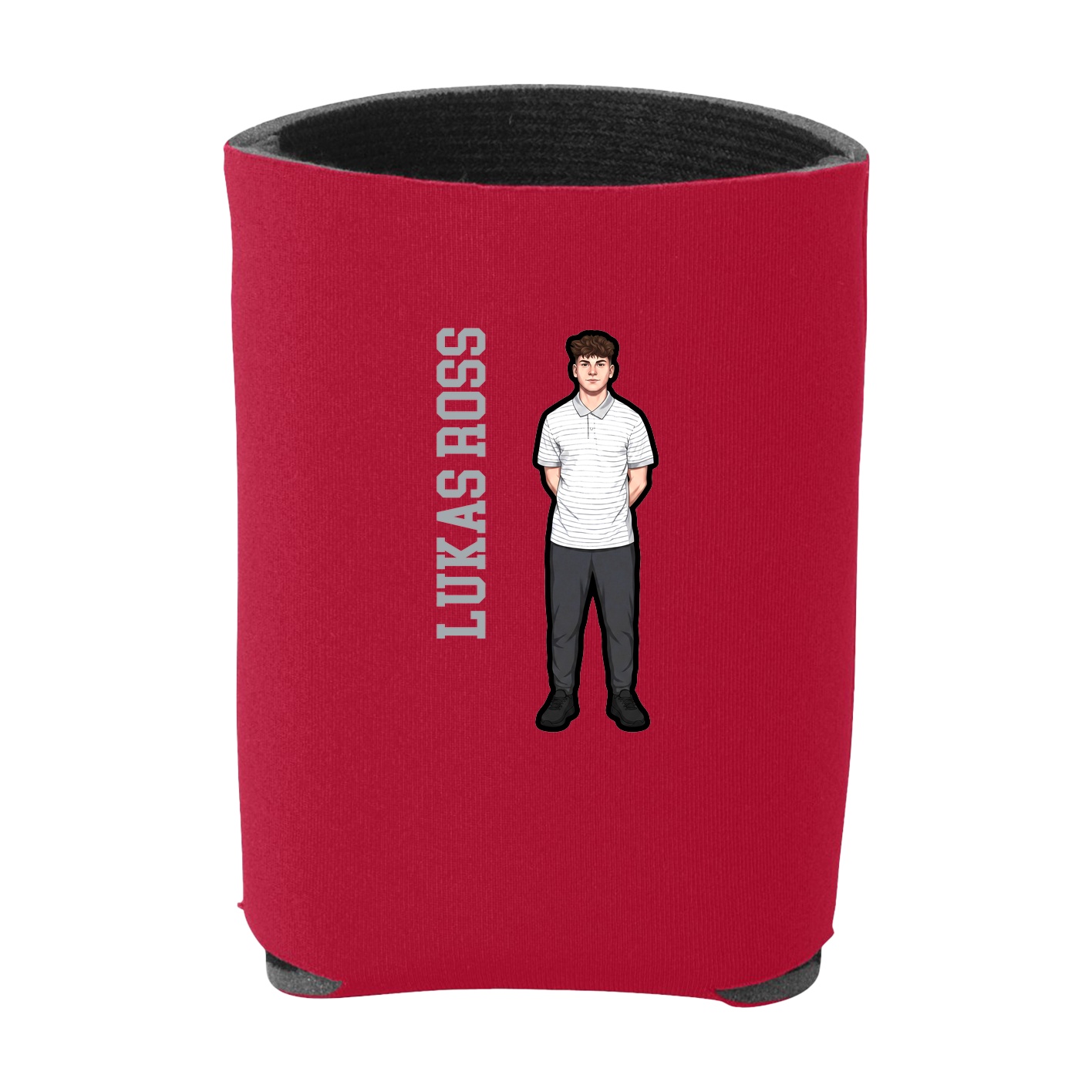 Can Holder — Name Vertical in Red