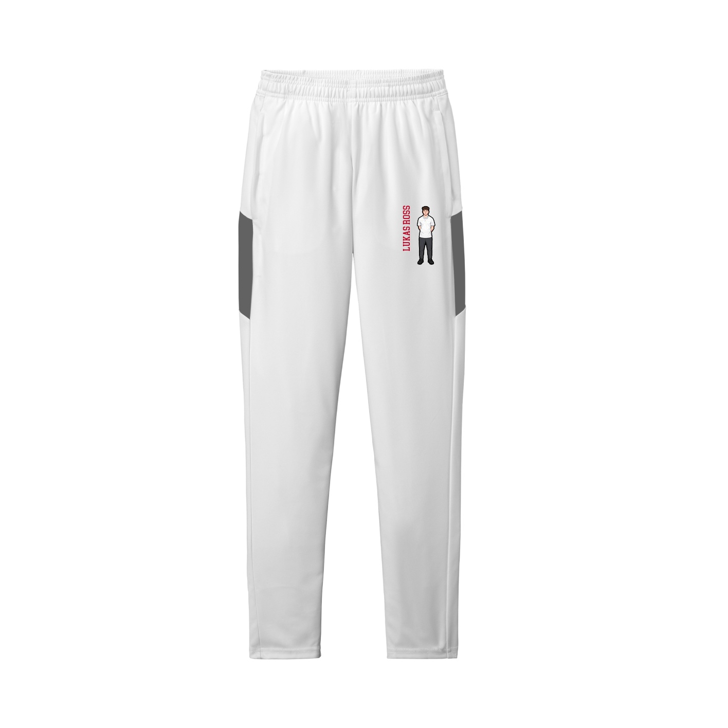 Team Travel Pant — Name Vertical in White/Grey