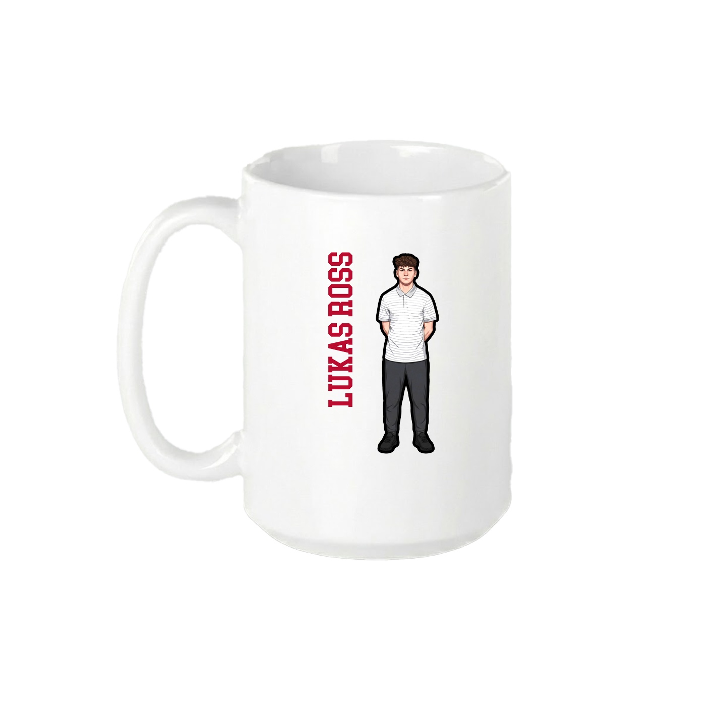 15oz Coffee Mug — Name Vertical in White