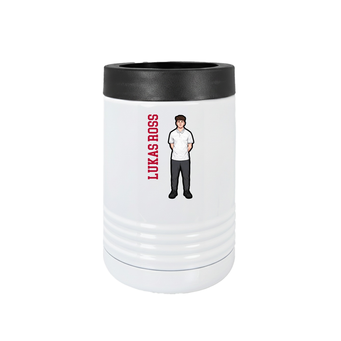 Beverage Holder — Name Vertical in White