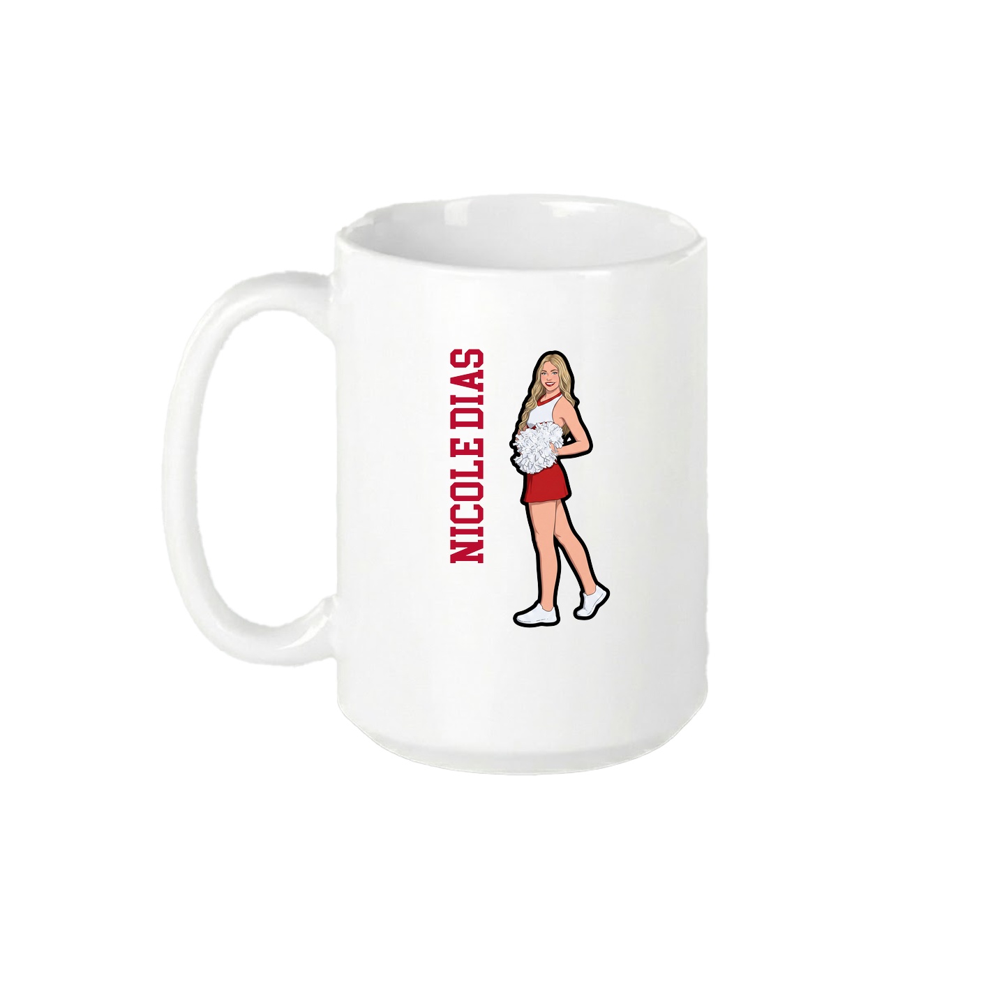 15oz Coffee Mug — Name Vertical in White