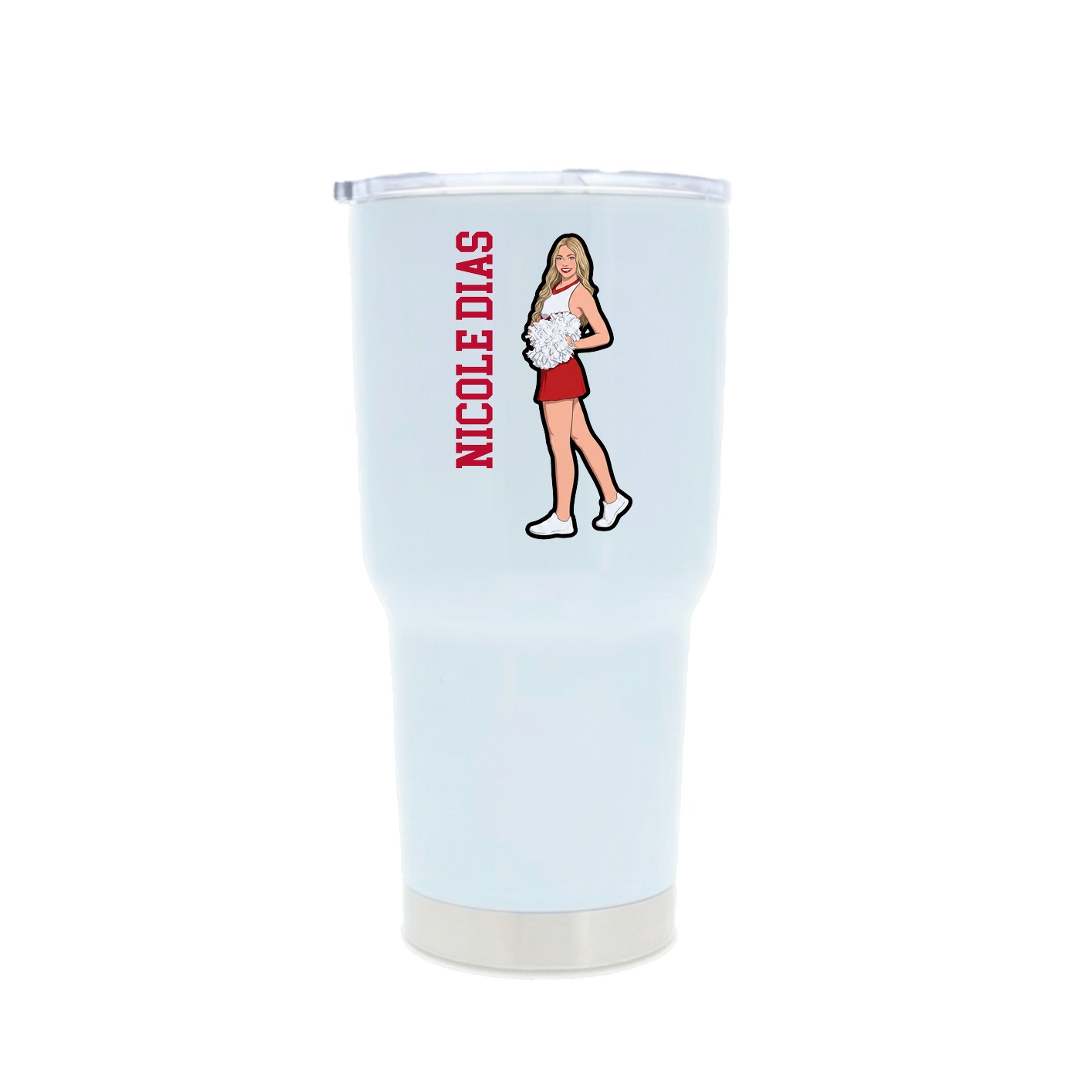 30oz Stainless Steel Tumbler — Name Vertical in White