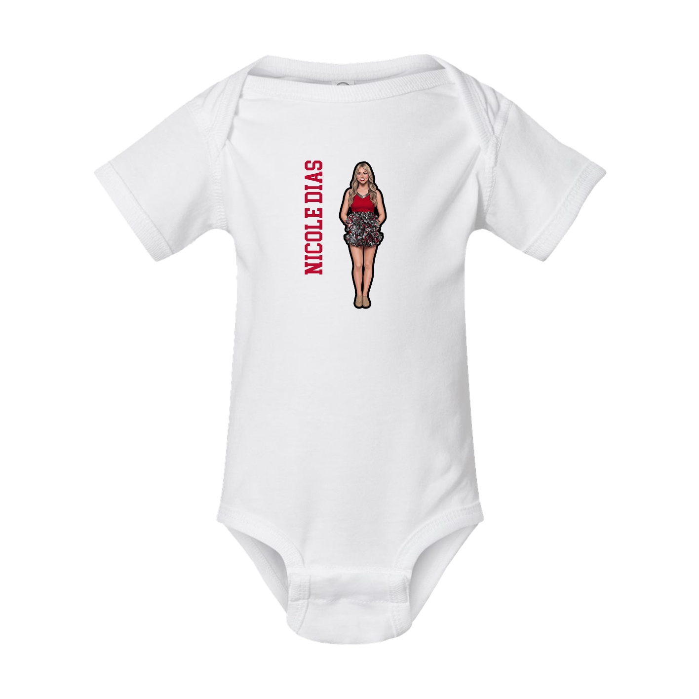 Baby Onesie — Name Vertical in White