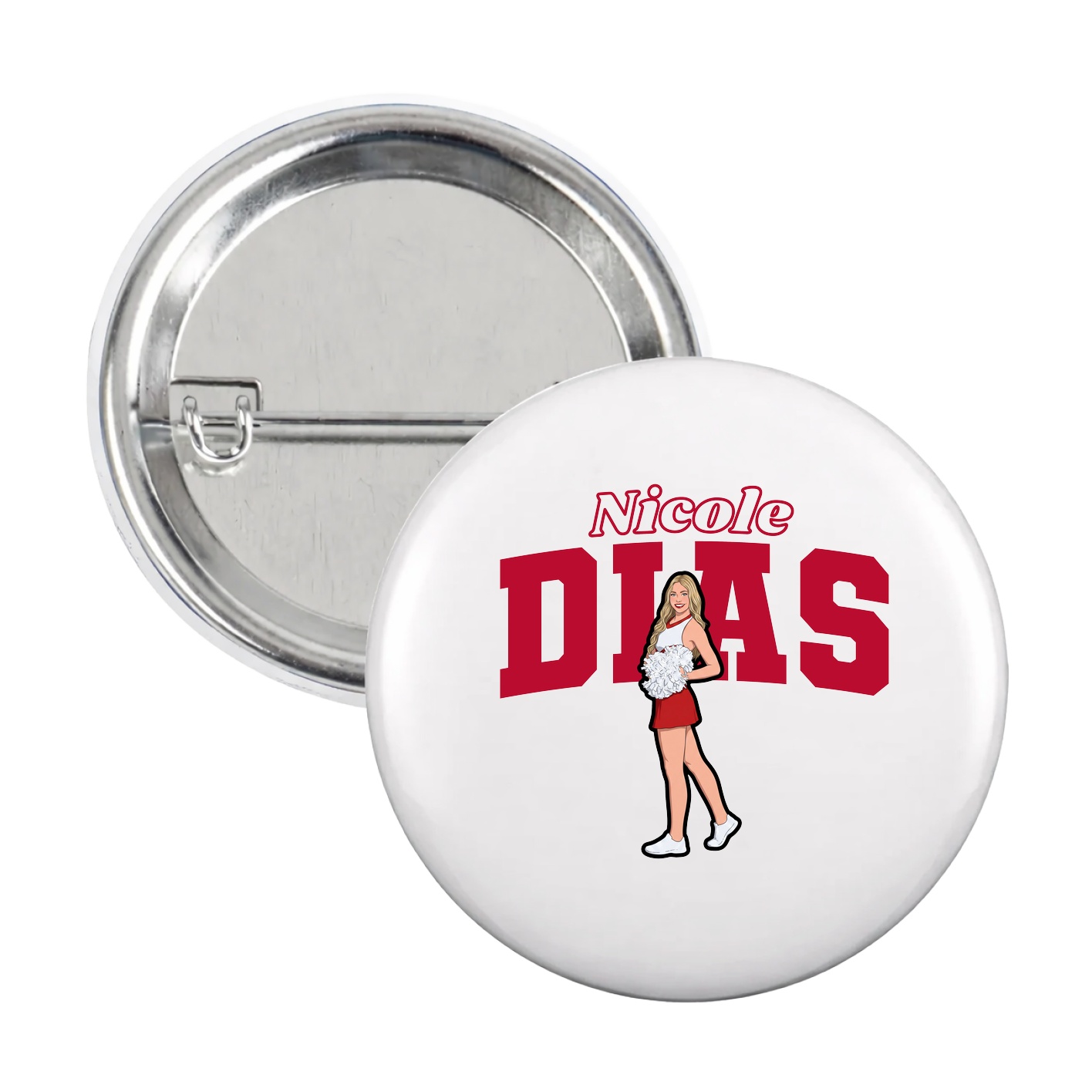 Game Day Button — Name Arch in White